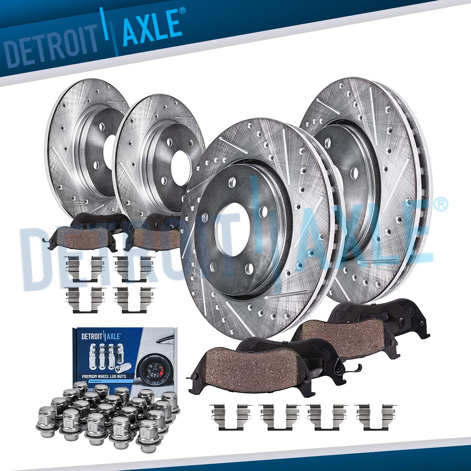 Front & Rear Drilled Rotors Brake Pads + Lugnuts for 2007-2013 Nissan Altima V6