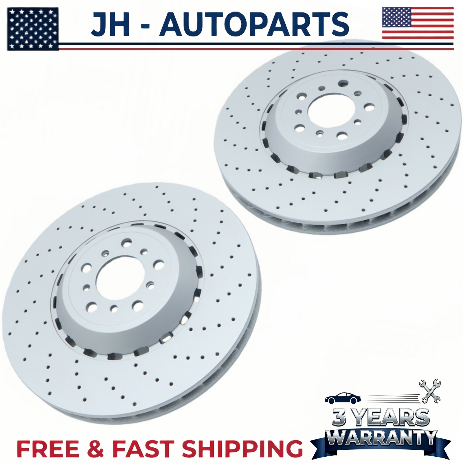 2PCS Front Vented & Drilled Disc Brake Rotors For BMW F10 F12 F13 M5 M6