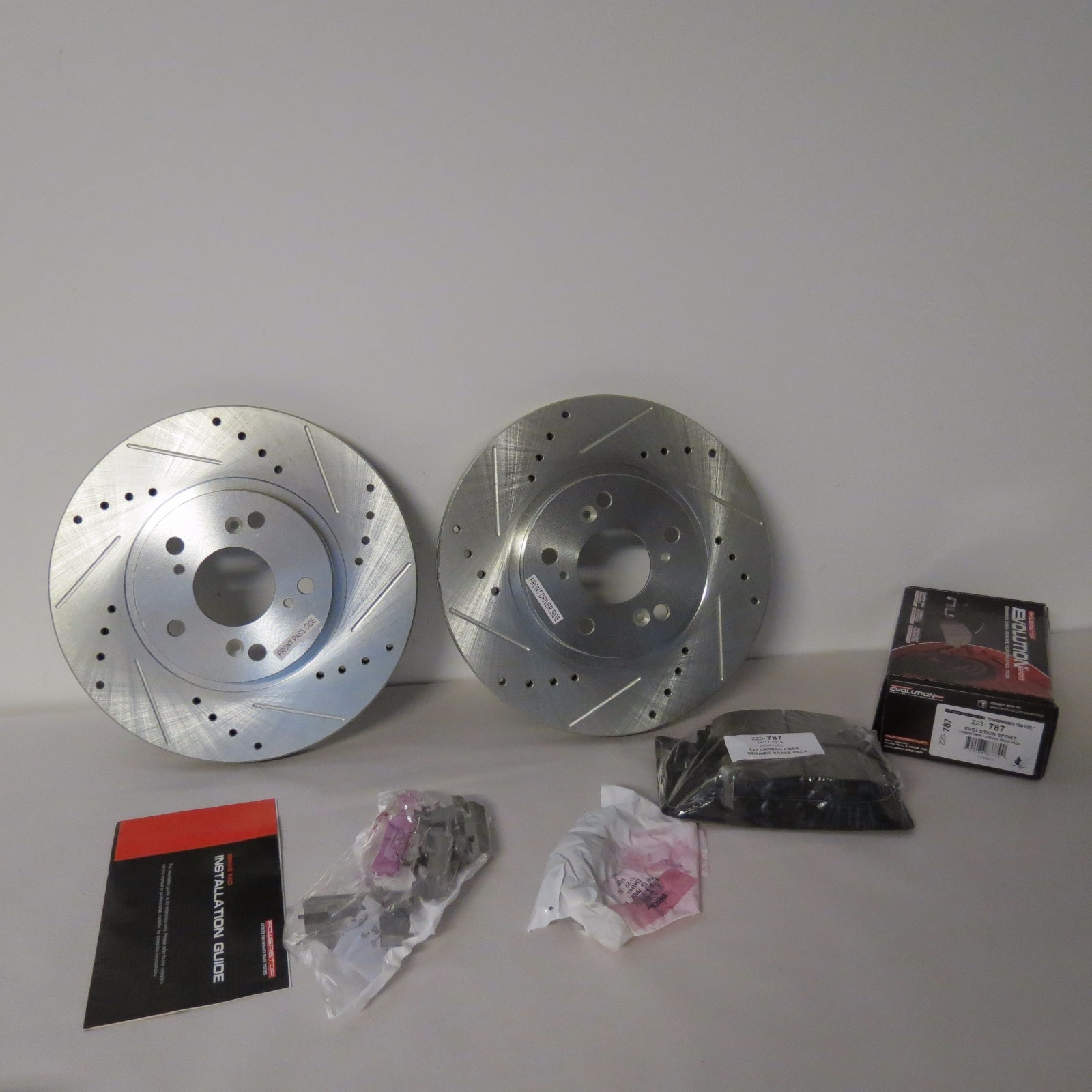 POWERSTOP K2742 Z23 EVOLUTION FRONT BRAKE KIT JBR923XPR ROTORS AND Z23-787 BRAKE