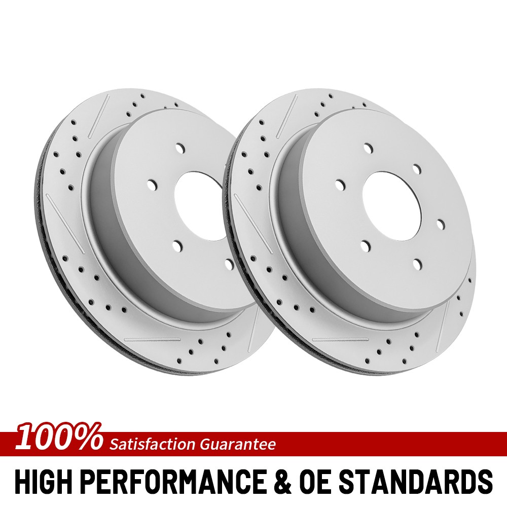 Rear Drilled Brake Rotor For 2017 2018 2019 2020 2021 2022-2024 Nissan Titan