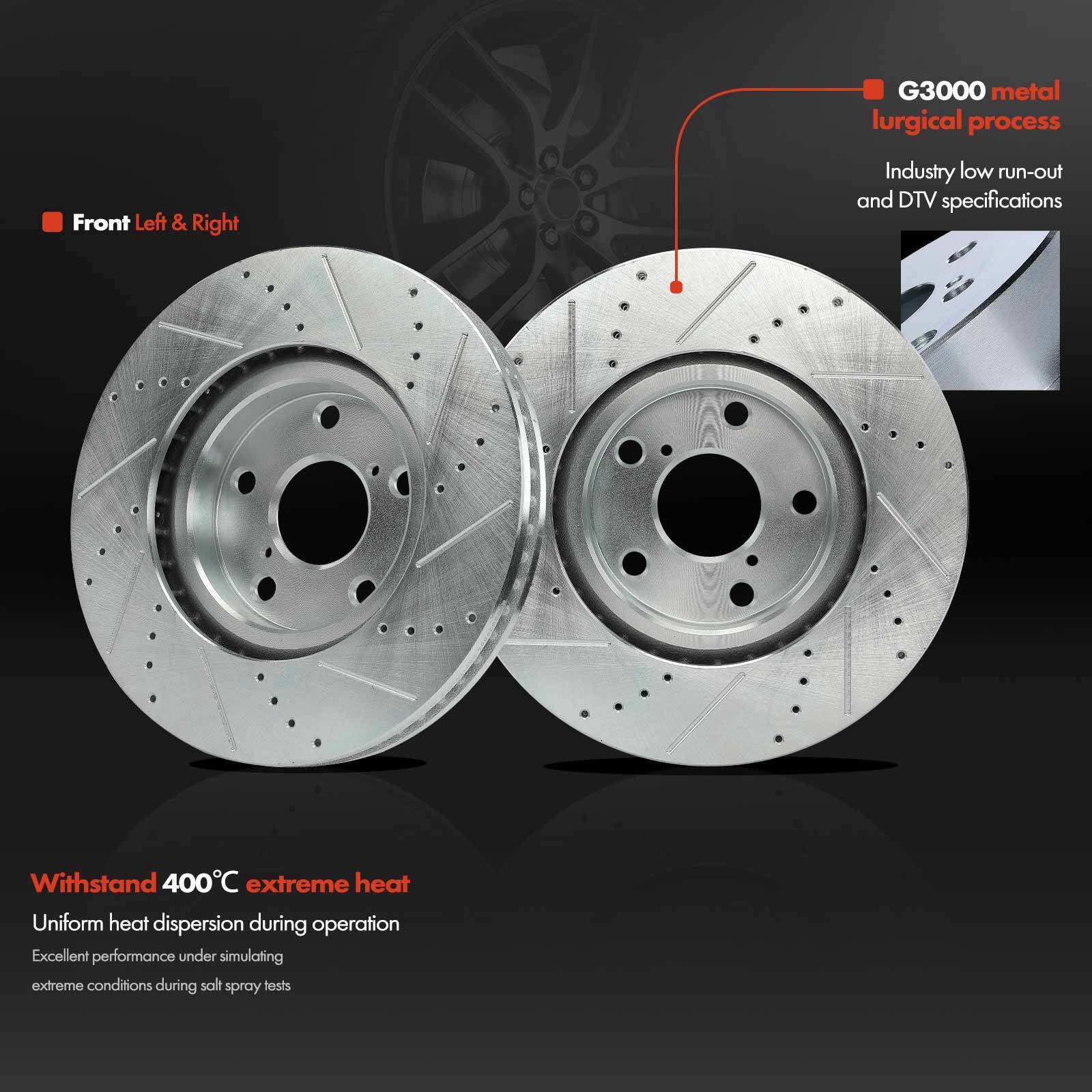 2Pcs Front Left & Right Drilled Brake Rotor for Lexus GS300 IS250 2009 2010-2015
