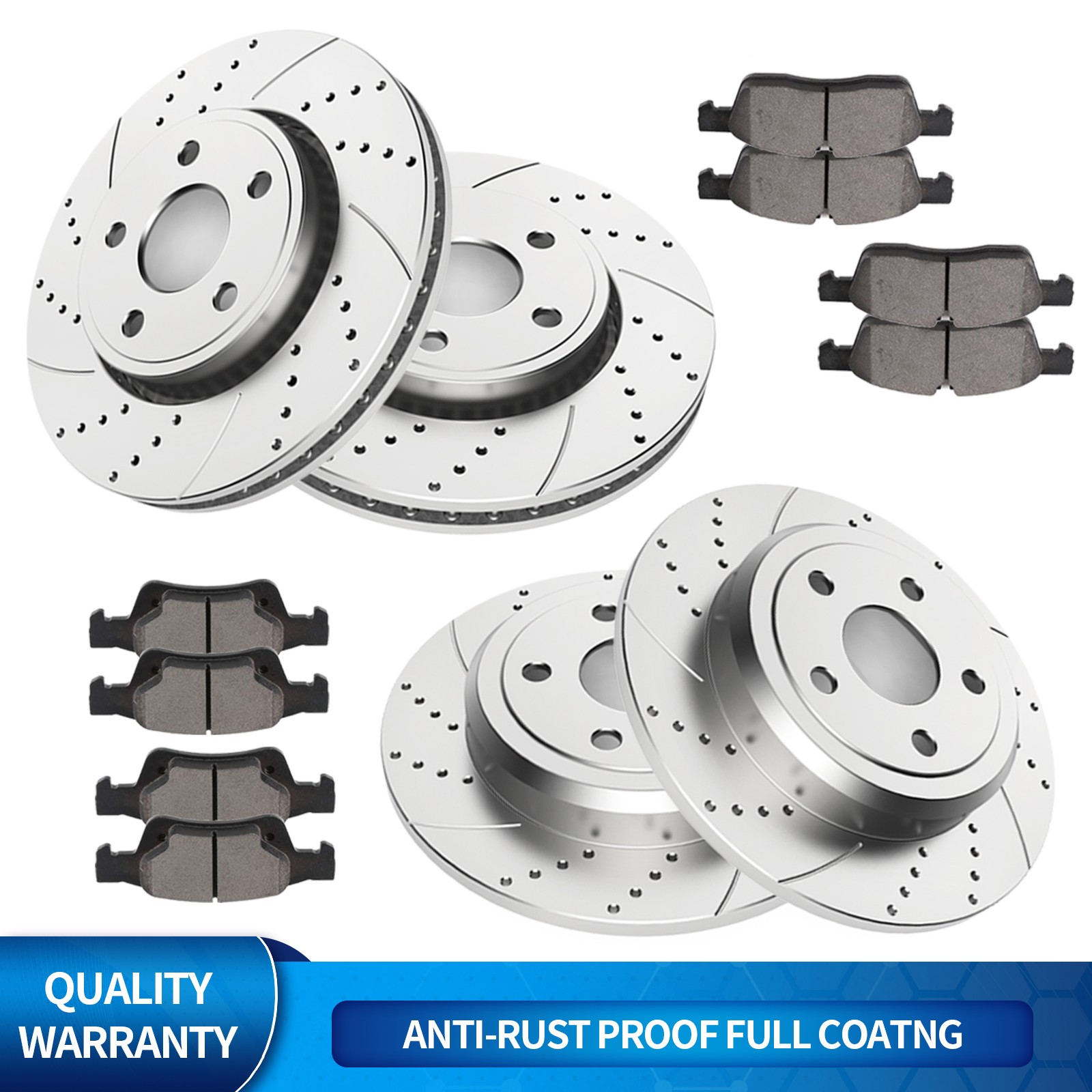 Fit 2011-2018 Dodge Durango Grand Cherokee 330mm Front Rear Rotors Brake Pads