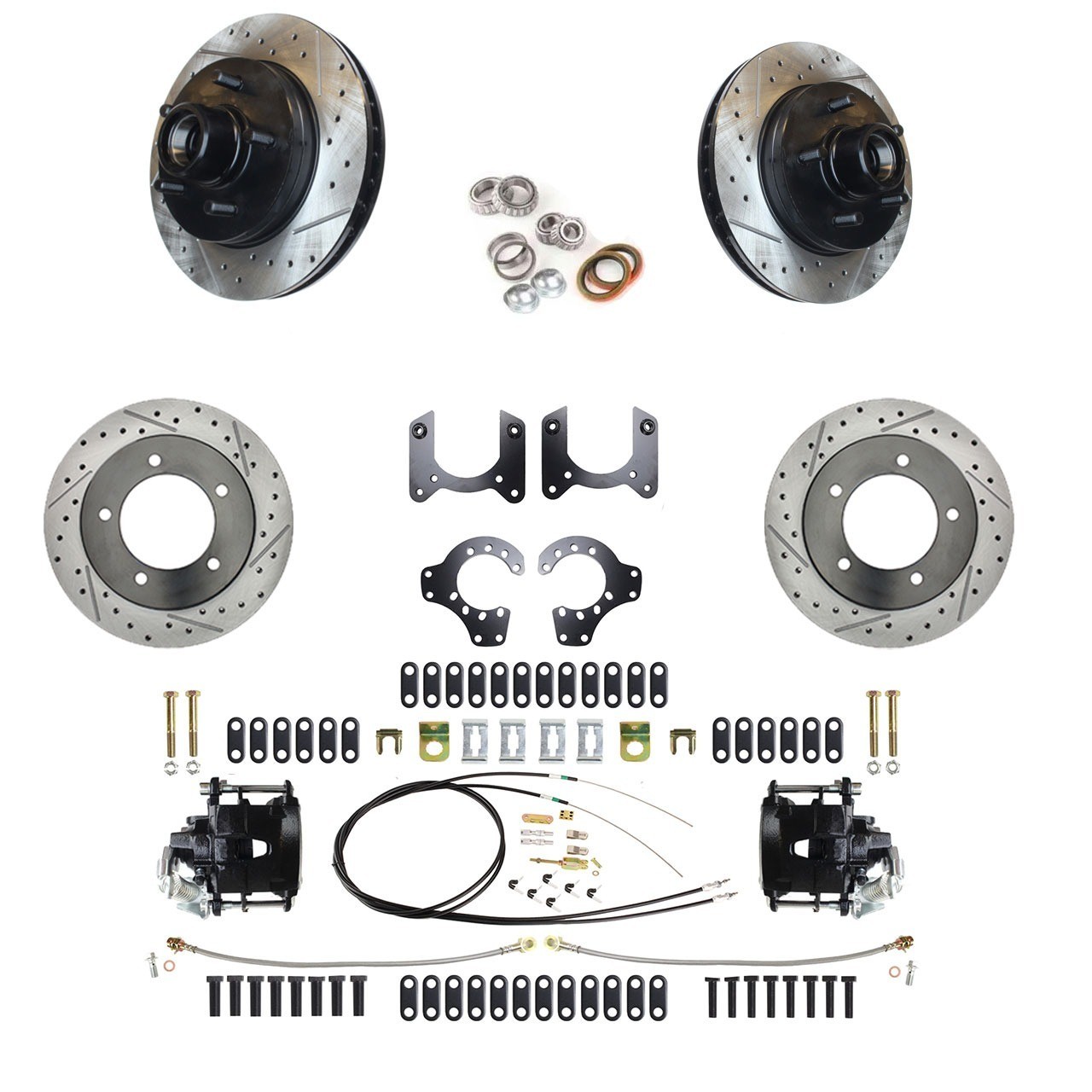 1983-93 Ford F-150 Front Disc Rotors & Rear 8.8 Disc Brake Conversion-BLACK