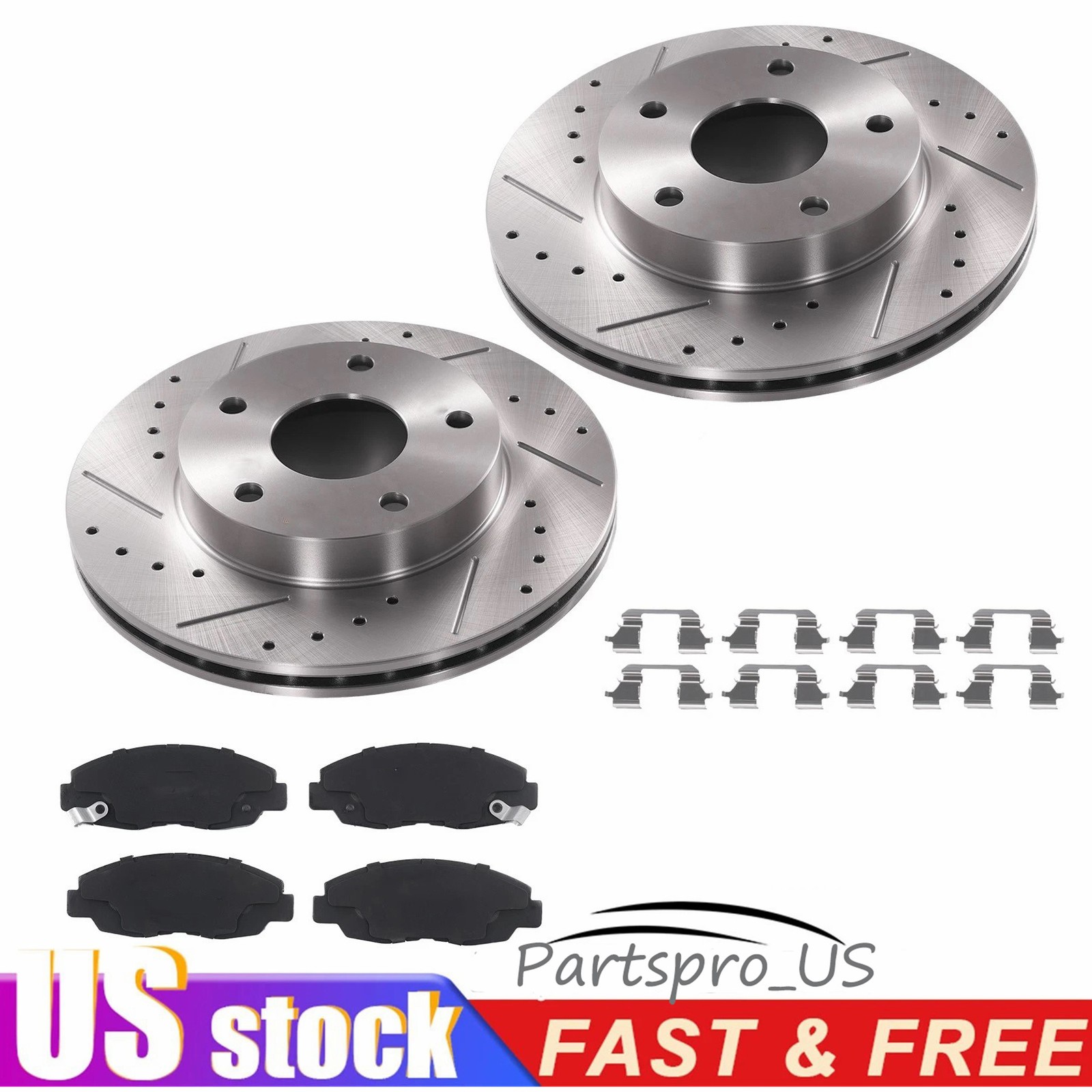 Front Drilled Disc Rotors + Ceramic Brake Pads for Acura Accord Honda CSX Civic