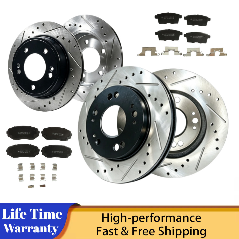 Front Rear Brake Drilled Ceramic Rotors Pads for MAZDA CX-9 2010 2011 2012 2013