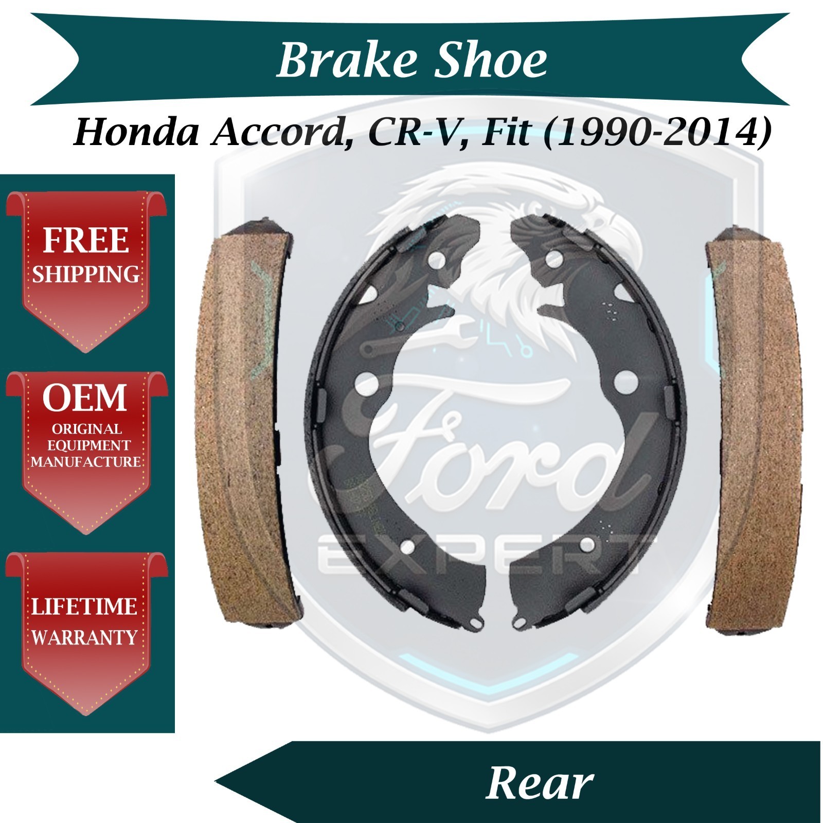 Premium OE Rear Brake Shoes For 1990-2014 Honda Accord CR-V Fit 10 Year Warranty