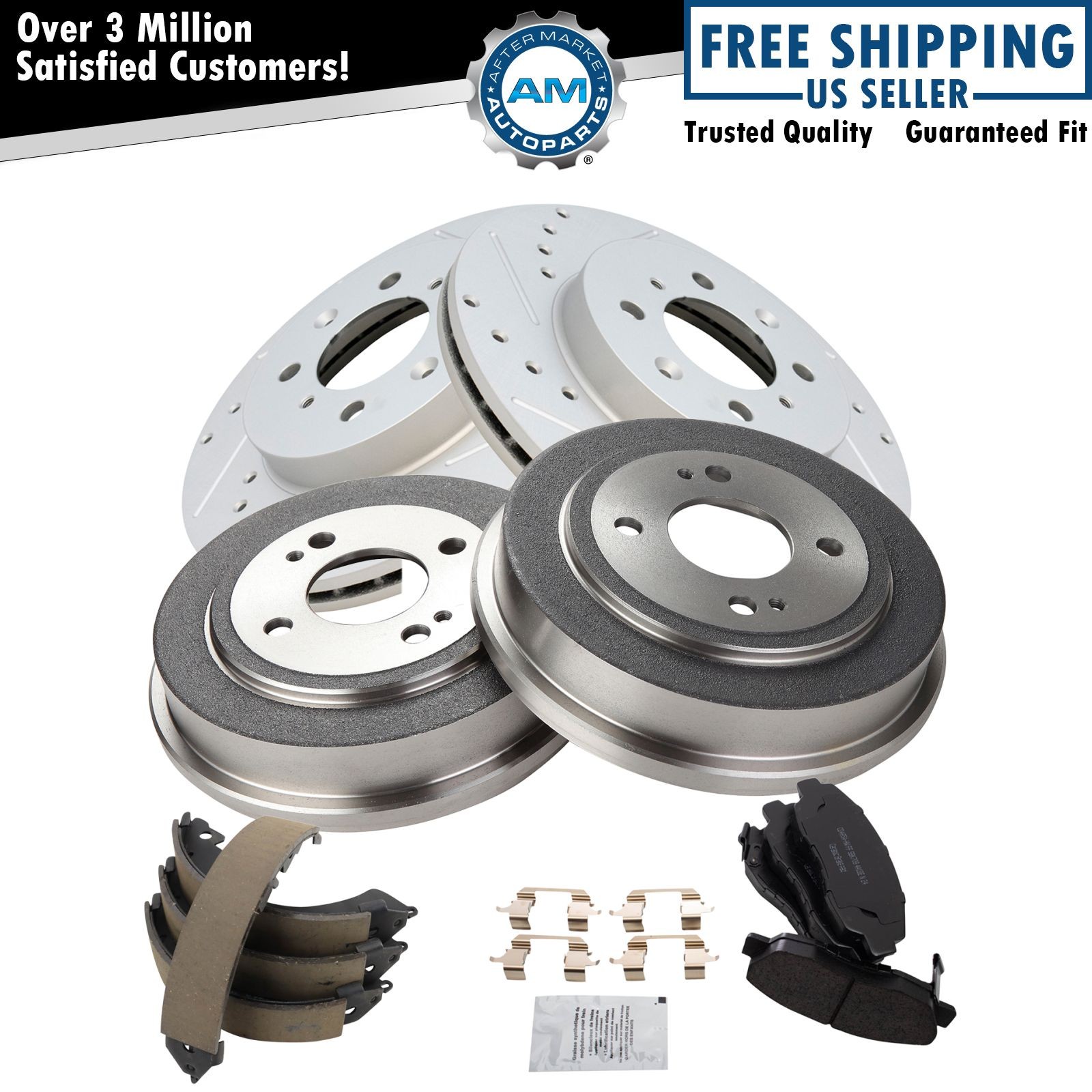 Front & Rear Brake Pad & Rotor,Shoe & Drum Kit Fits 1996-2000 Honda Civic