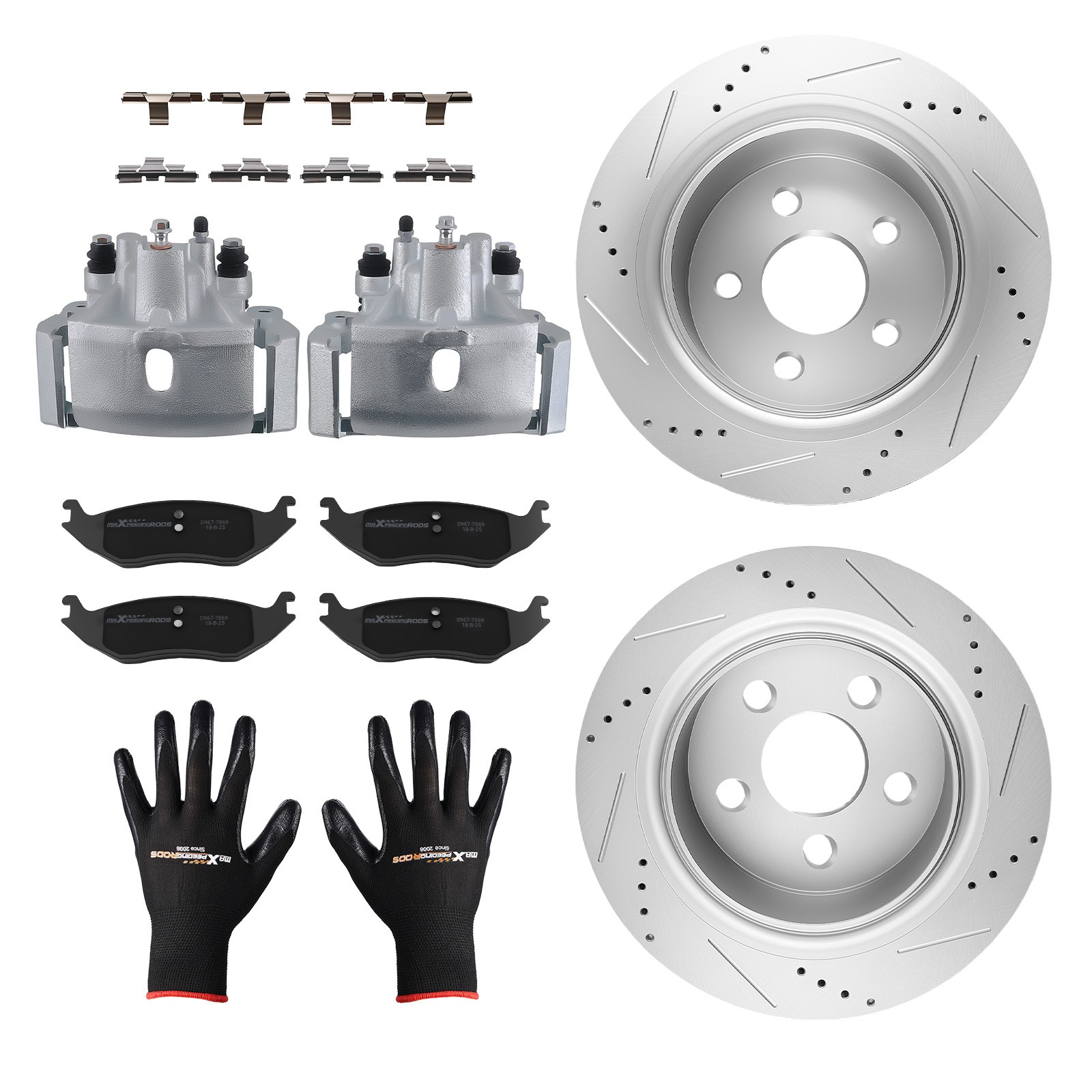 Rear Brake Rotor Caliper & Pad Set For Chrysler Aspen 2007-09/Ram 1500 2011-2018