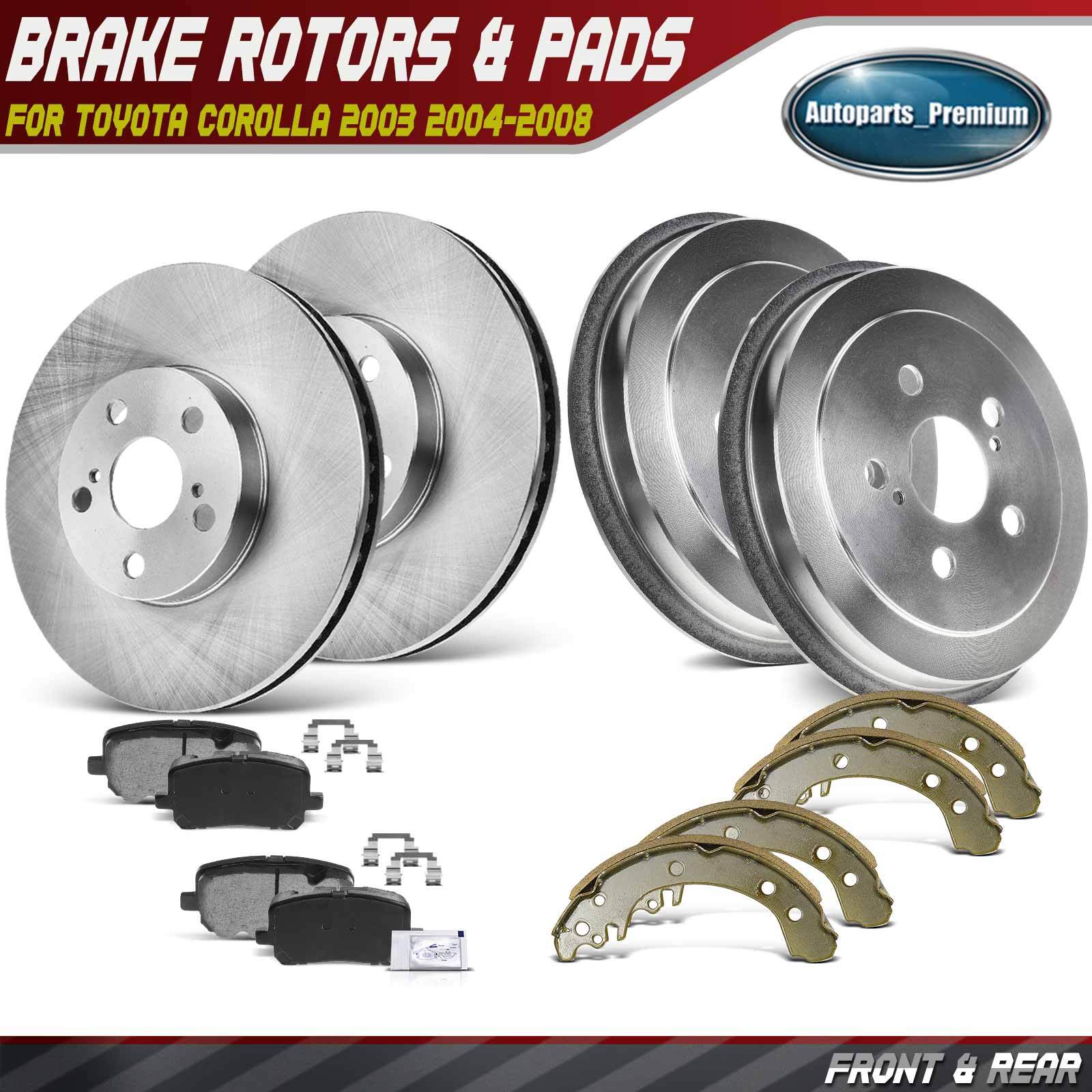 12x Front & Rear Brake Rotors & Brake Pads & Brake Drums Brake Shoes for Toyota