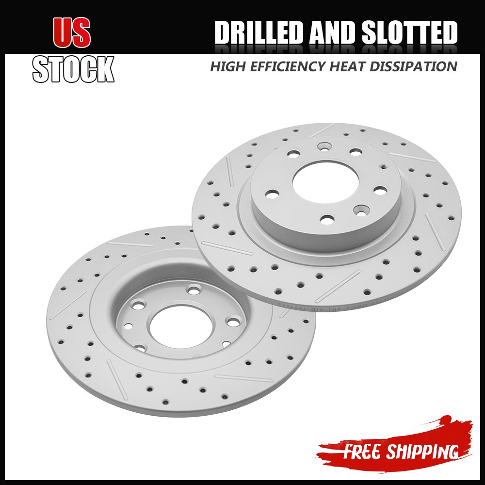 2x Rear Drilled Slotted Disc Brake Rotors for Mazda CX-3 2016 2017 2018