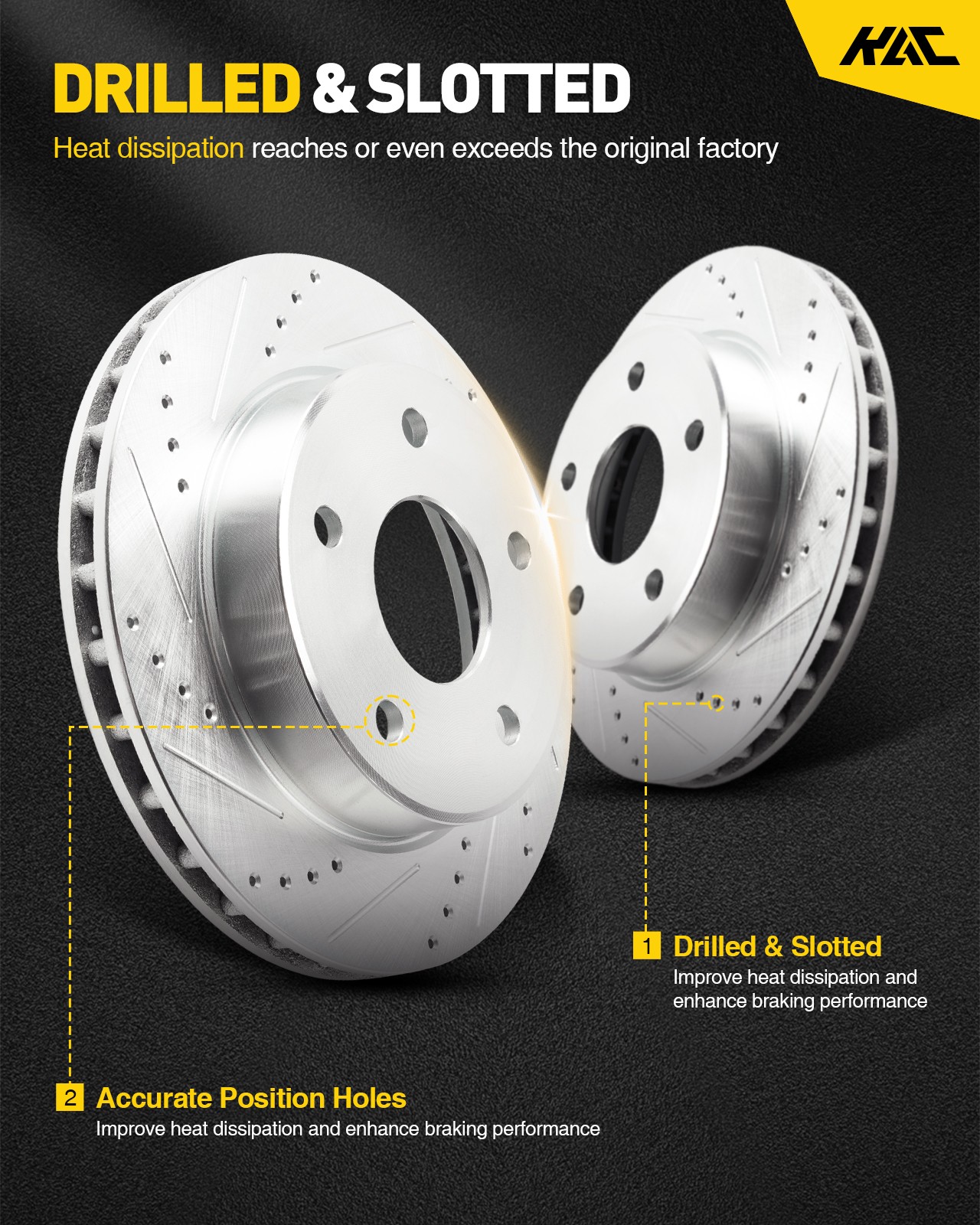 Pair Front Drilled & Slotted Disc Brake Rotors For 2013-2020 Ford Fusion 54196