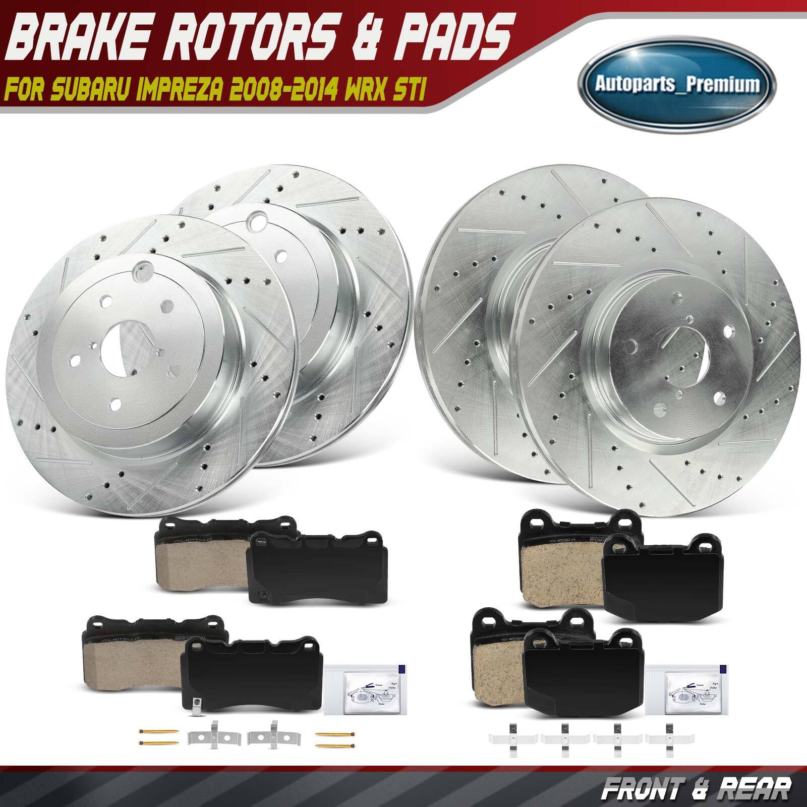 12pcs Front & Rear Drilled Rotors & Brake Pads for Subaru Impreza Subaru WRX STI