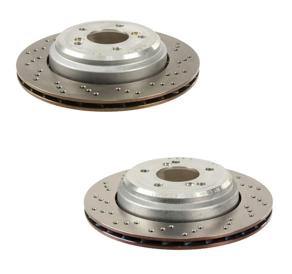 SHW Performance Pair Set of 2 Rear Drilled Disc Brake Rotors For BMW E46 E85 E86