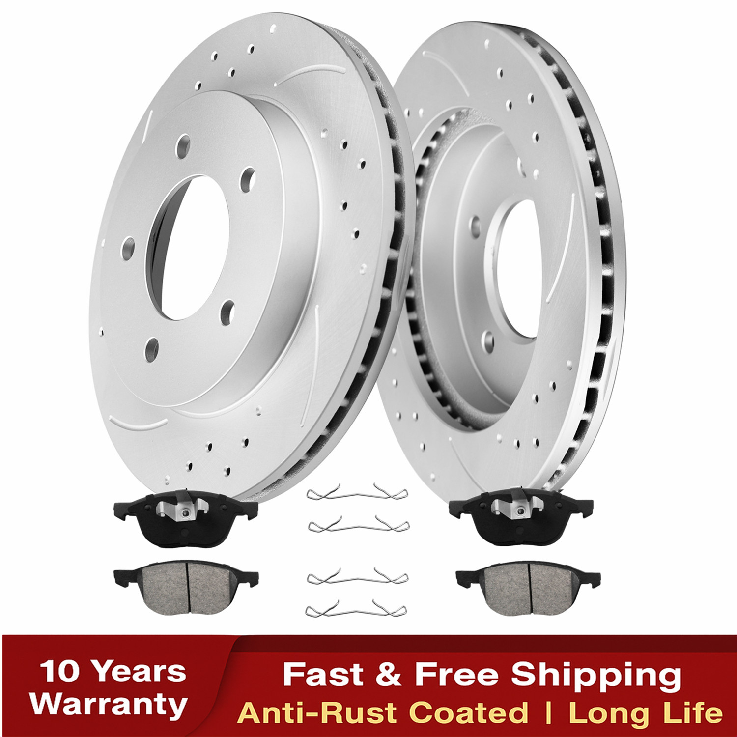 10.94 inch (278mm) Front Brake Rotors Brake Pads for Ford Focus Volvo C30 S40
