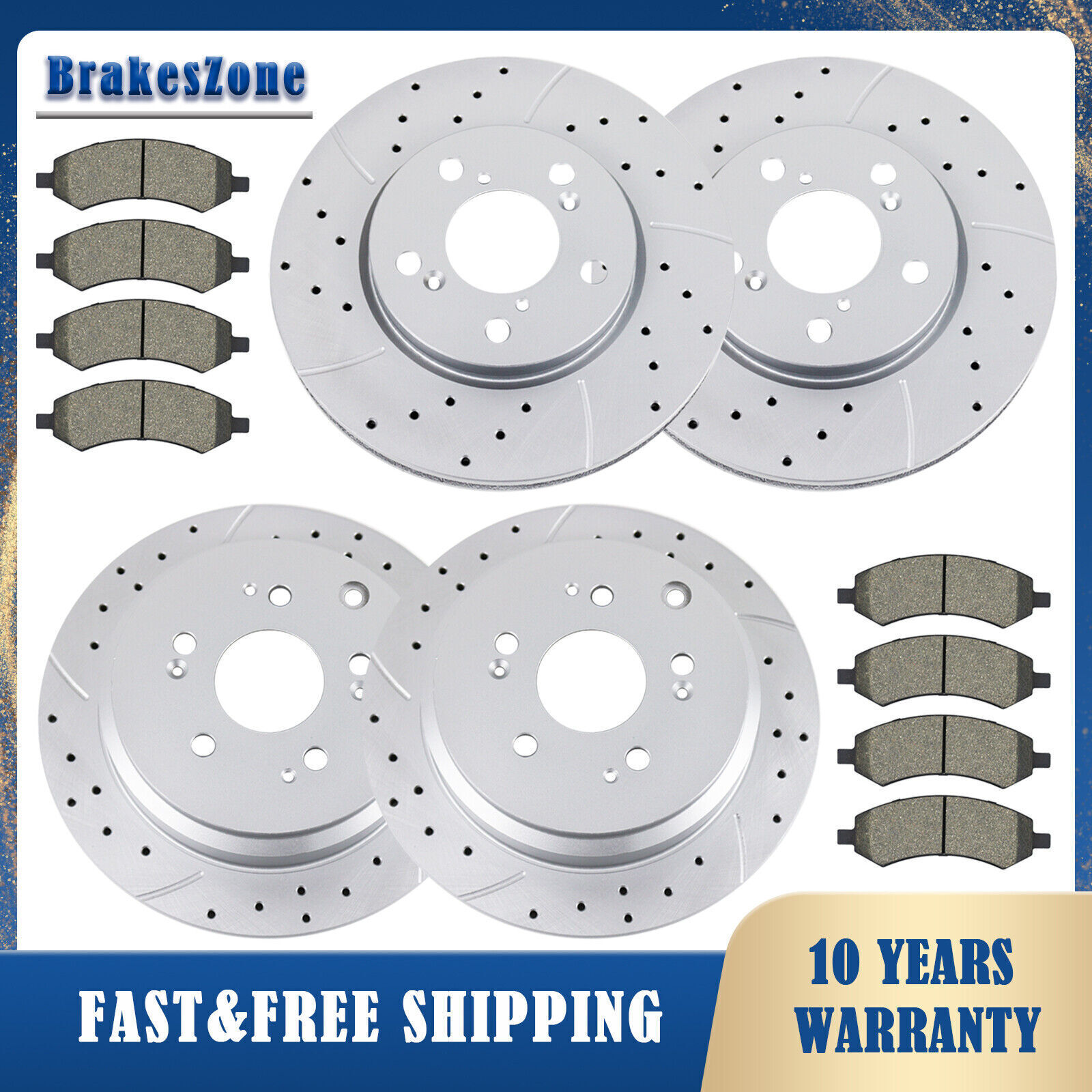 296mm Front 313mm Rear Brake Rotors Pads Kit fit for Honda Odyssey 3.5L 2005-10