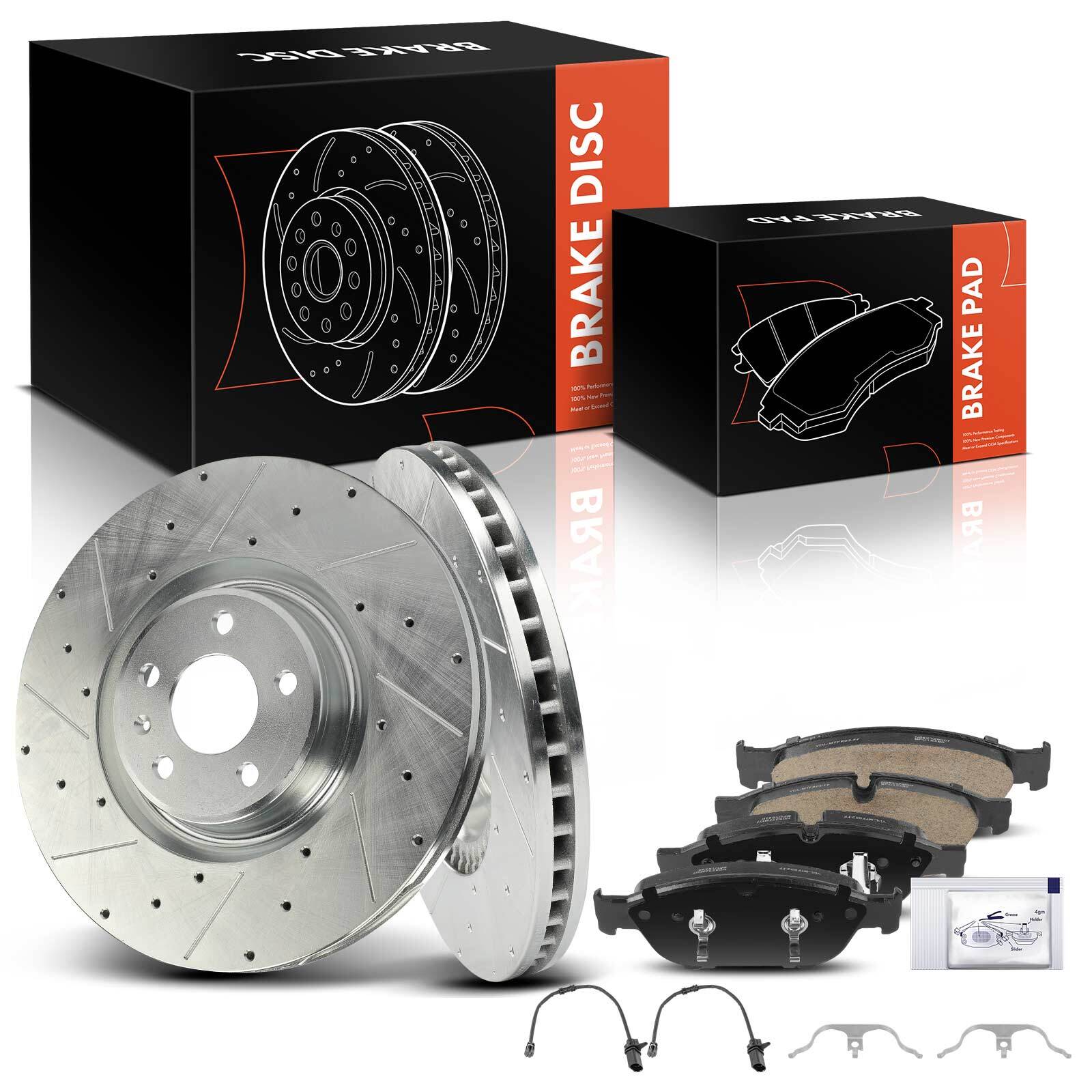 6x Front Drilled Rotors & Ceramic Brake Pad for Audi A6 Quattro 12-18 A7 Quattro