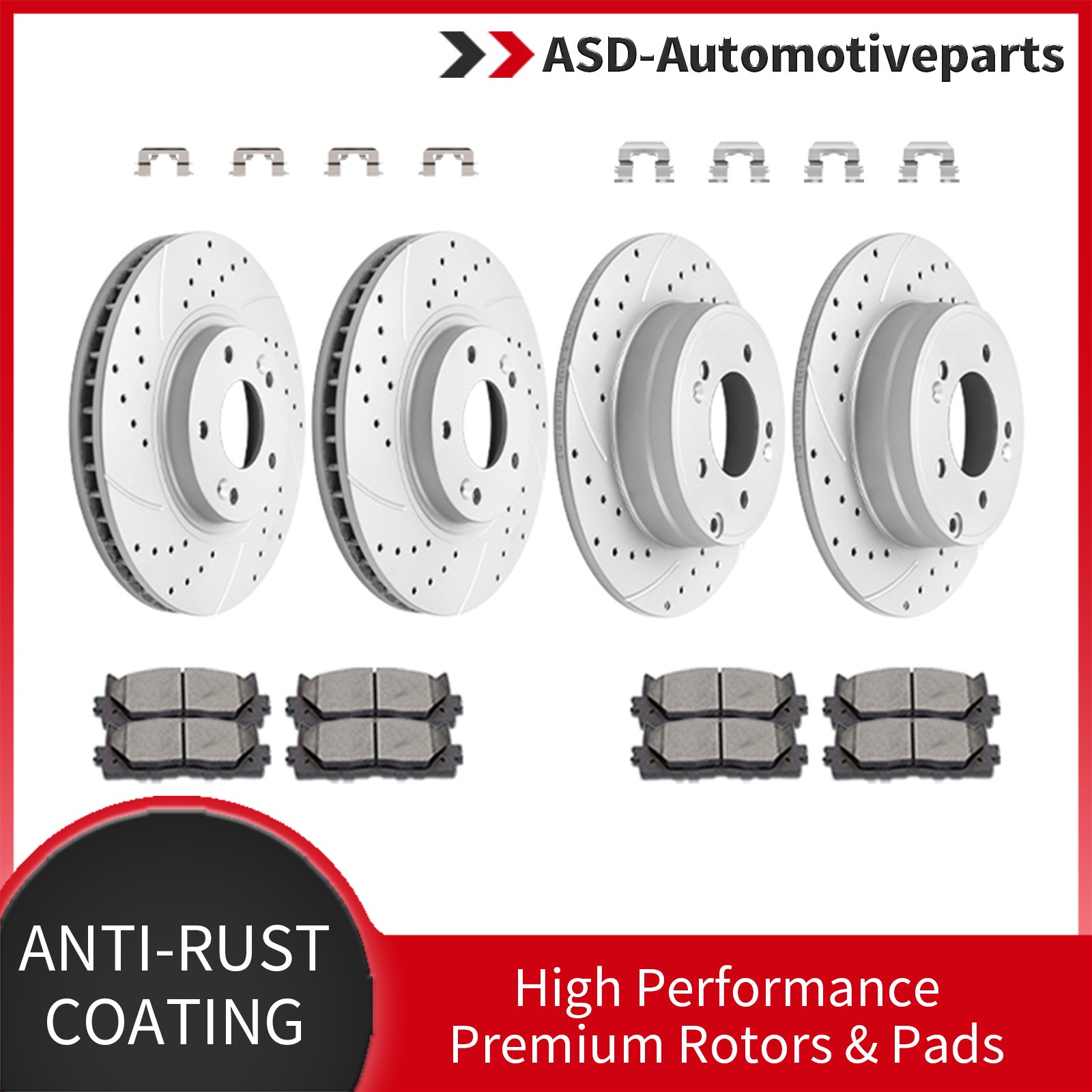Front and Rear Rotors Brake Pads for 2011 – 2014 2015 Hyundai Sonata Kia Optima