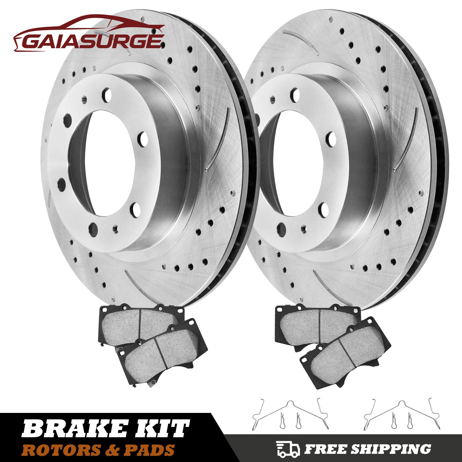 12.6in Front Drilled Disc Rotors Brake Pads for Toyota Tacoma 4Runner FJ Cruiser