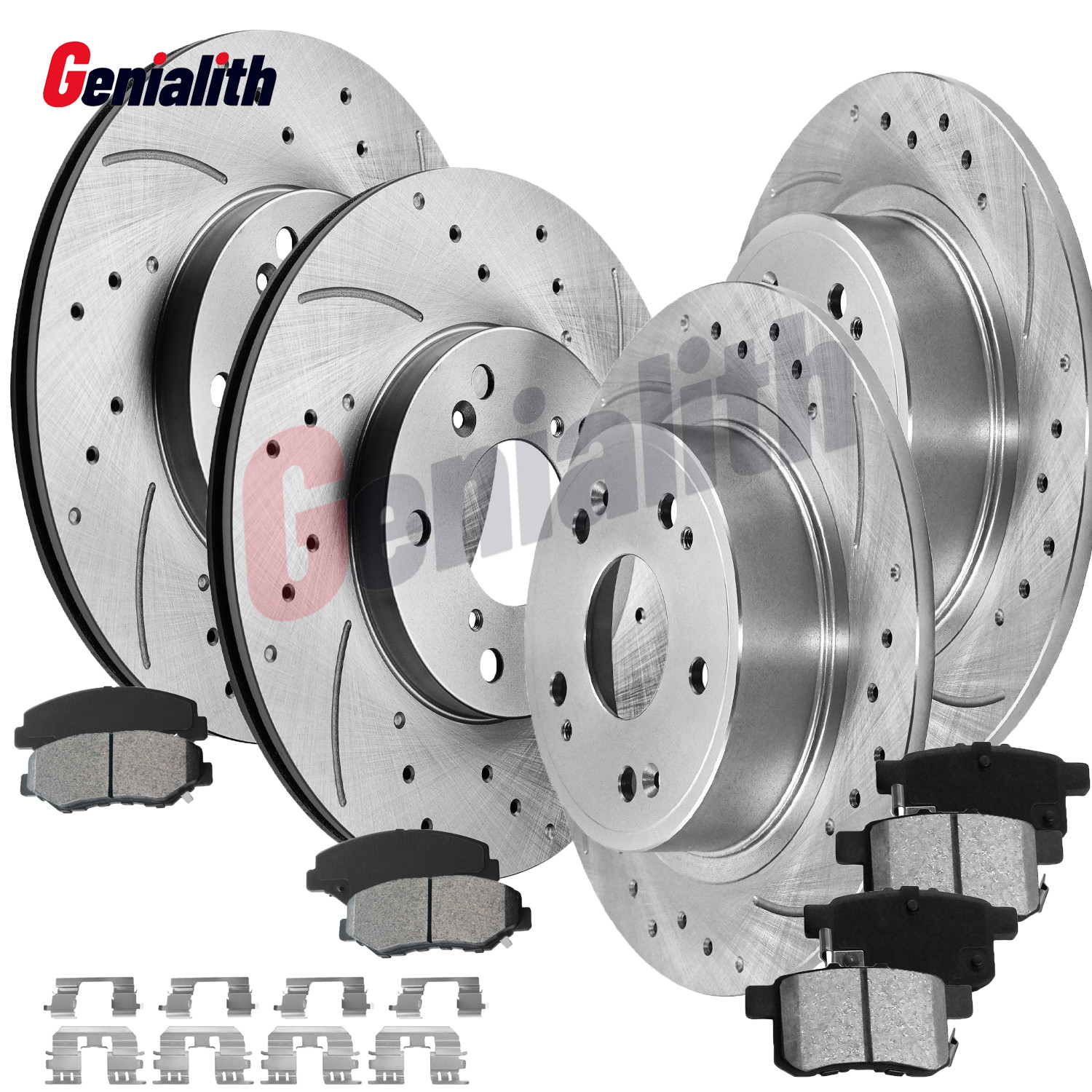 11.10″ 282mm Front Rear Disc Rotors Brake Pads Kit for 2008-2017 Honda Accord