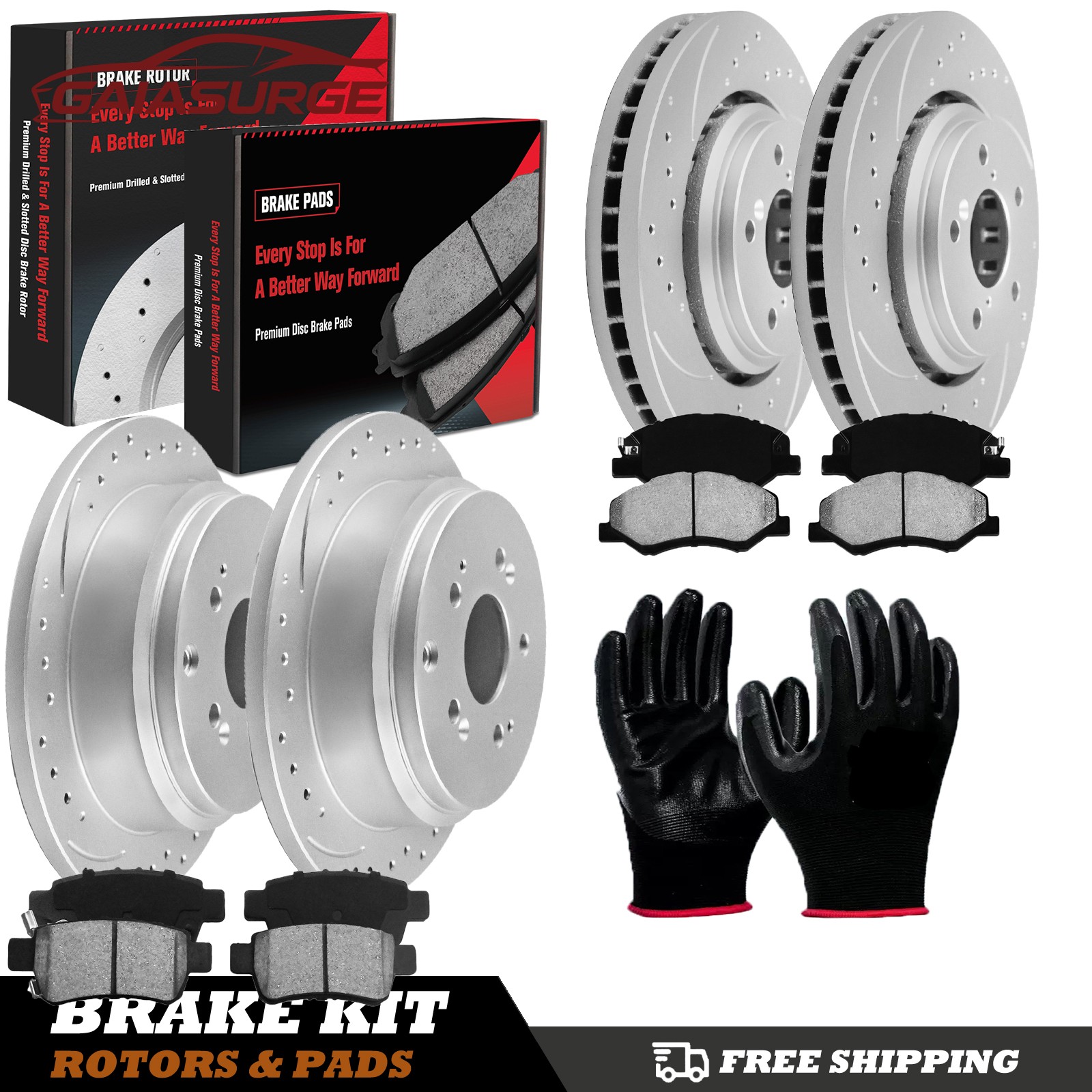 12.6in Front & 12.96in Rear Rotors + Brake Pads for Honda Pilot Ridgeline 17-22