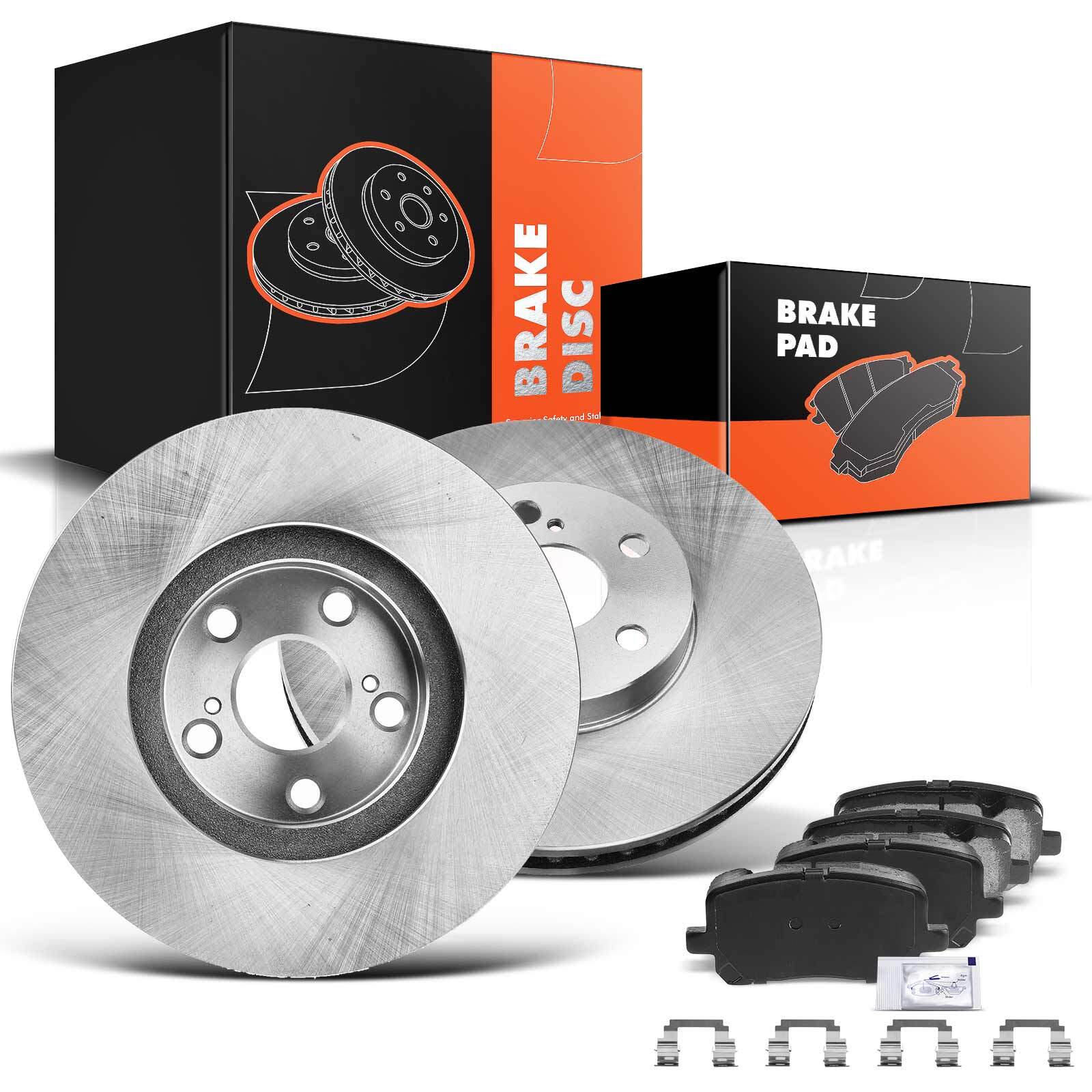 Front Disc Brake Rotor & Brake Pads for Toyota Corolla Matrix Pontiac 03-08 1.8L