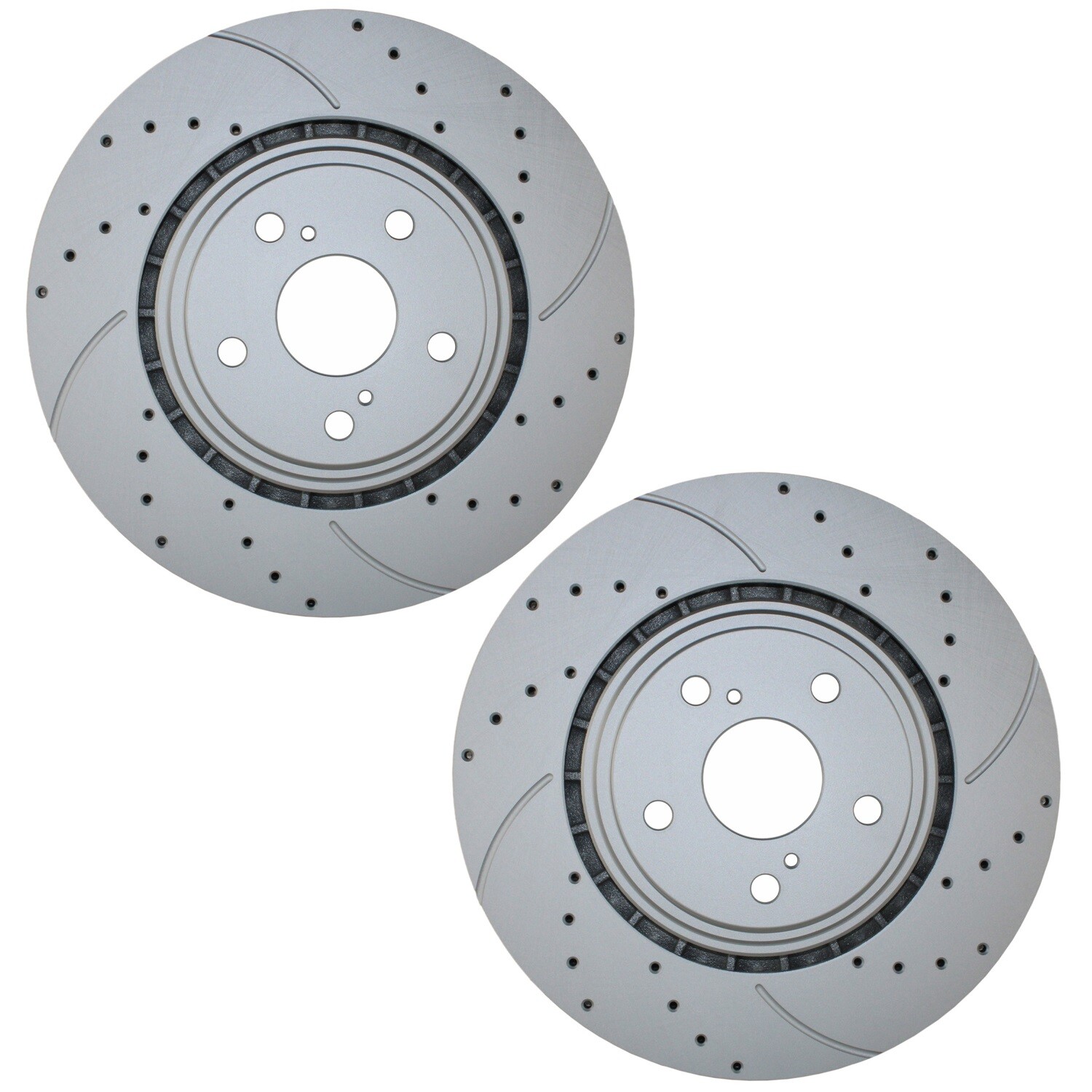Bison Performance Pair 2 Front Drilled Coat 328mm Brake Rotors for Lexus Toyota