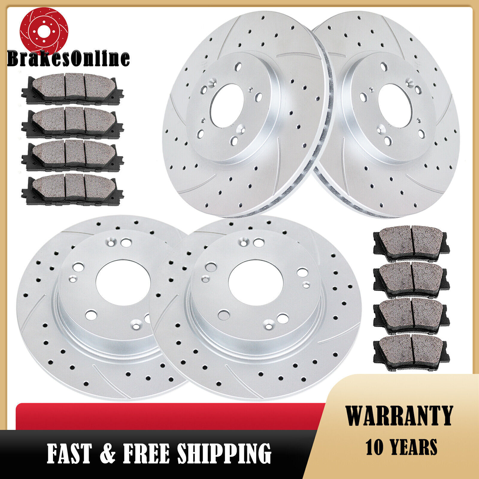 300mm Front 260mm Rear Brake Rotors Pads for Honda Accord V6 Acura TSX Brakes