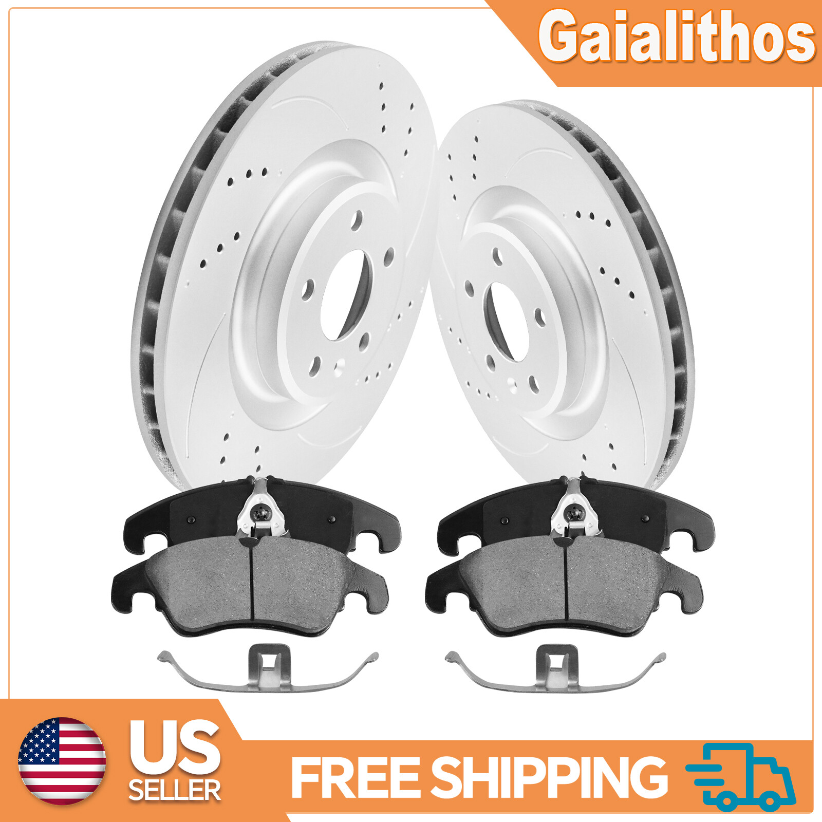 344.8mm Front Disc Brake Rotors Ceramic Brake Pads for Audi S5 2008-2011 4.2L