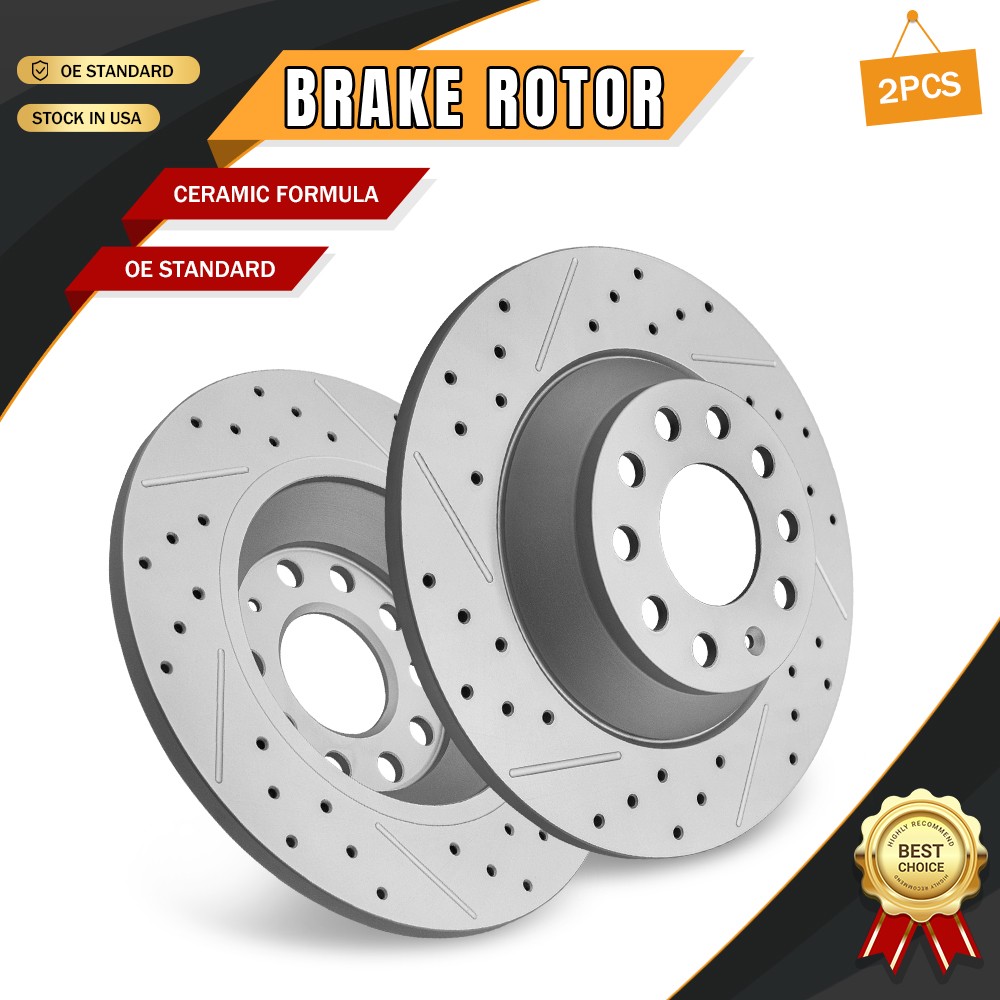 Rear Drilled Disc Brake Rotors for Audi A6 2006-2011 A6 Quattro 3.2L 2005-2008