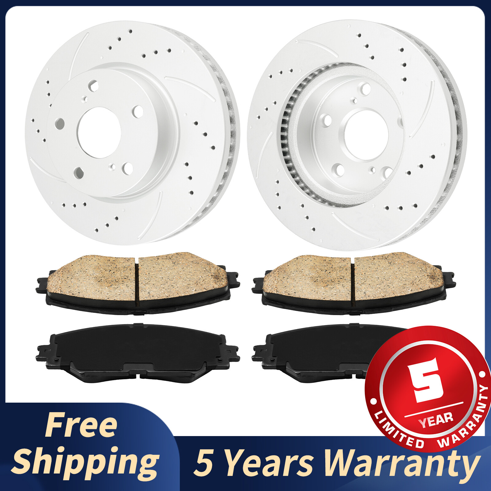 275mm Front Drilled Slotted Brake Rotors Ceramic Pads For Lexus HS250h 2010-2012