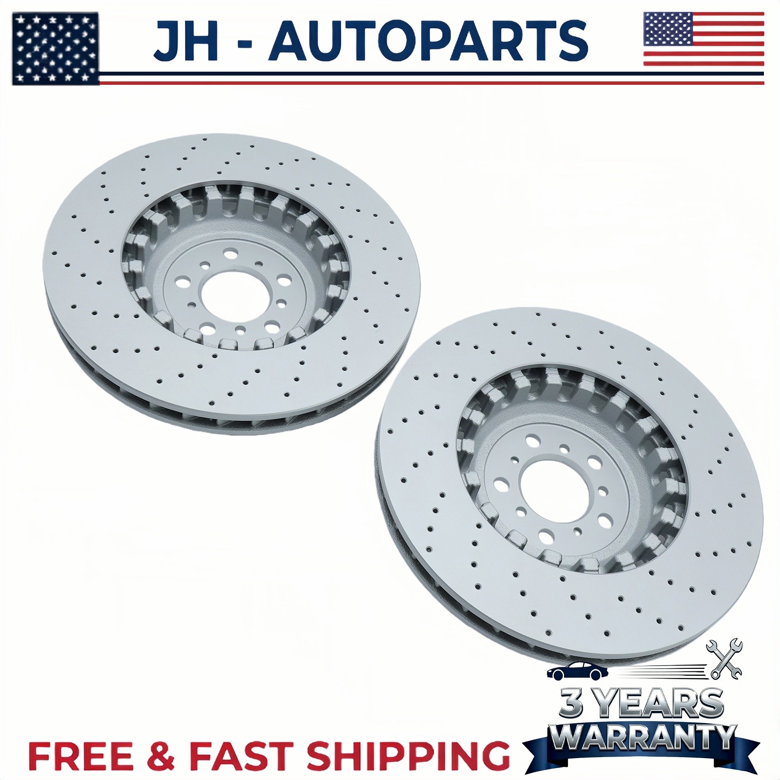 2PCS Front Vented & Drilled Disc Brake Rotors For BMW F10 F12 F13 M5 M6