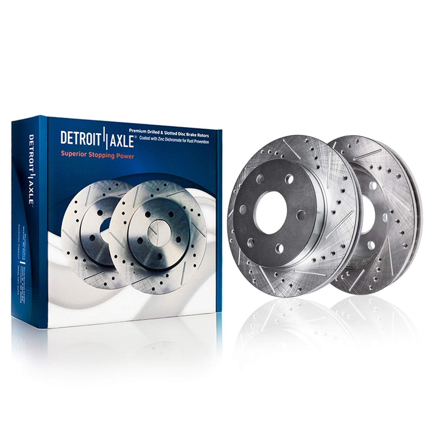 Front Drilled Brake Rotor Pad + Wheel Hub for 2000-2002 4WD Dodge Dakota Durango