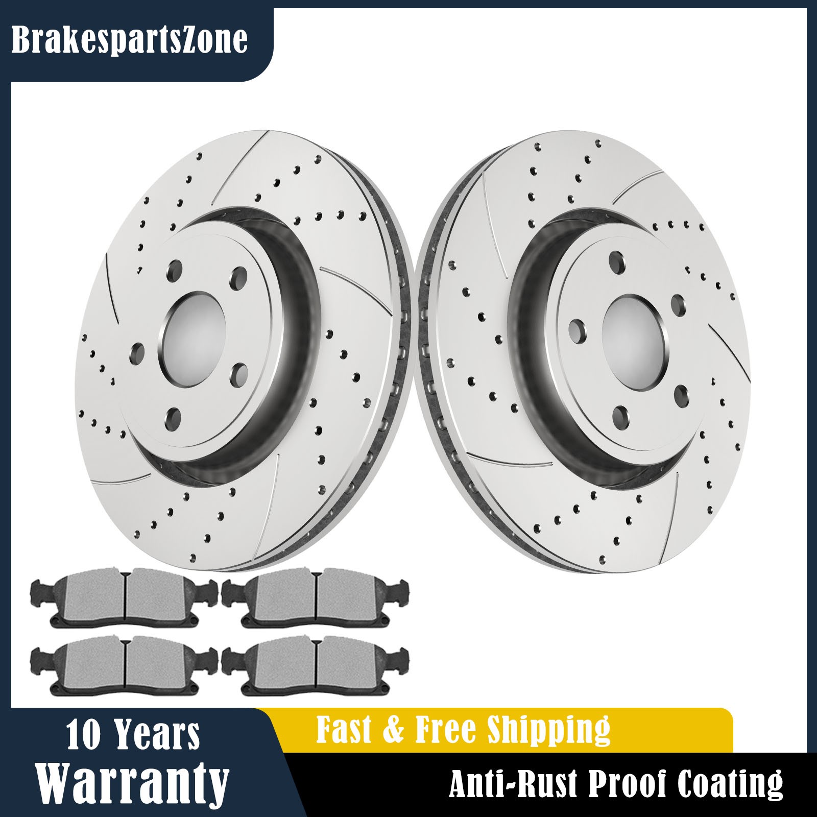 Front Brake Rotors Pads fit for Grand Cherokee Dodge Durango Drilled Slotted
