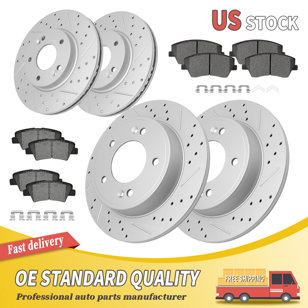 For 2011-16 Kia Forte/Forte5 Hyundai Elantra Veloster Front Rear Brake Rotor Pad