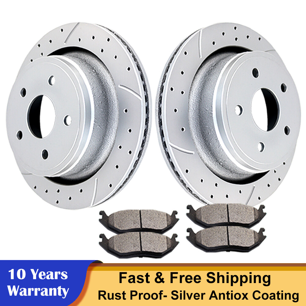 Rear Drilled Brake Rotors Ceramic Pads for Dodge Ram 1500 5 Lugs Disc Brakes Kit