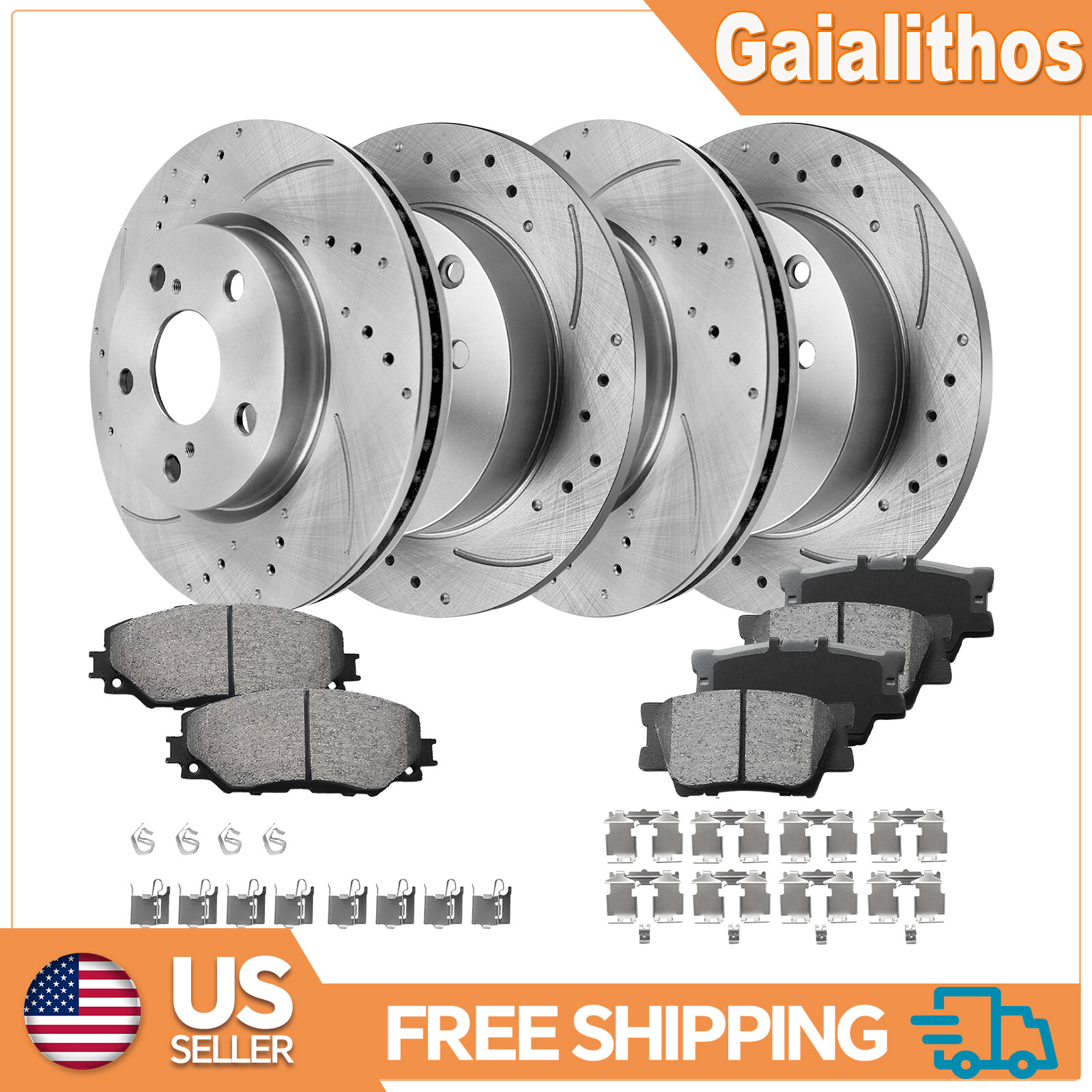 Front and Rear Brake Rotors Brake Pads for TOYOTA RAV4 2006 – 2012 2.4L & 2.5L