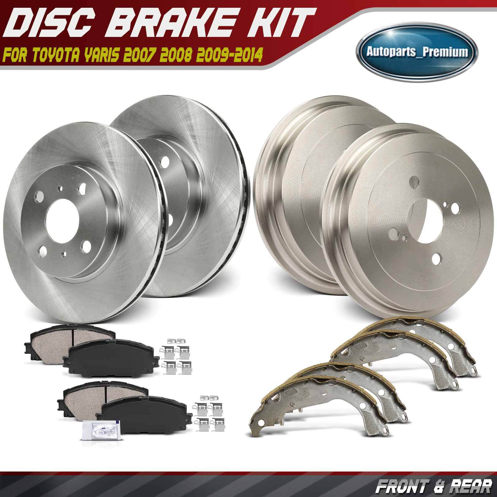 Front Disc Brake Rotor & Pad & Rear Brake Drum & Shoe for Toyota Yaris 2007-2014