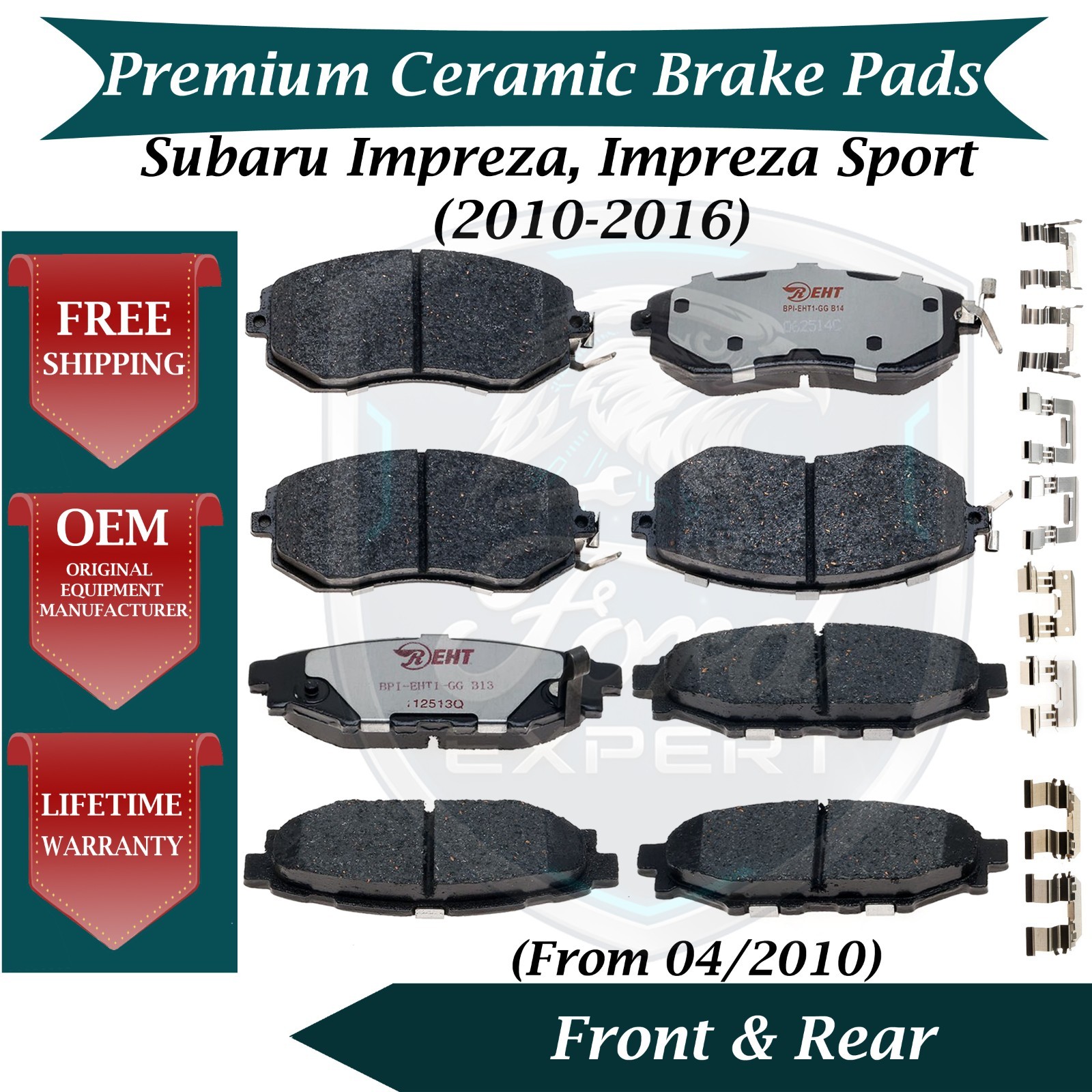 New OE Front & Rear Brake Pads For 2010-2016 Subaru Impreza/Sport 10 Yr Warranty