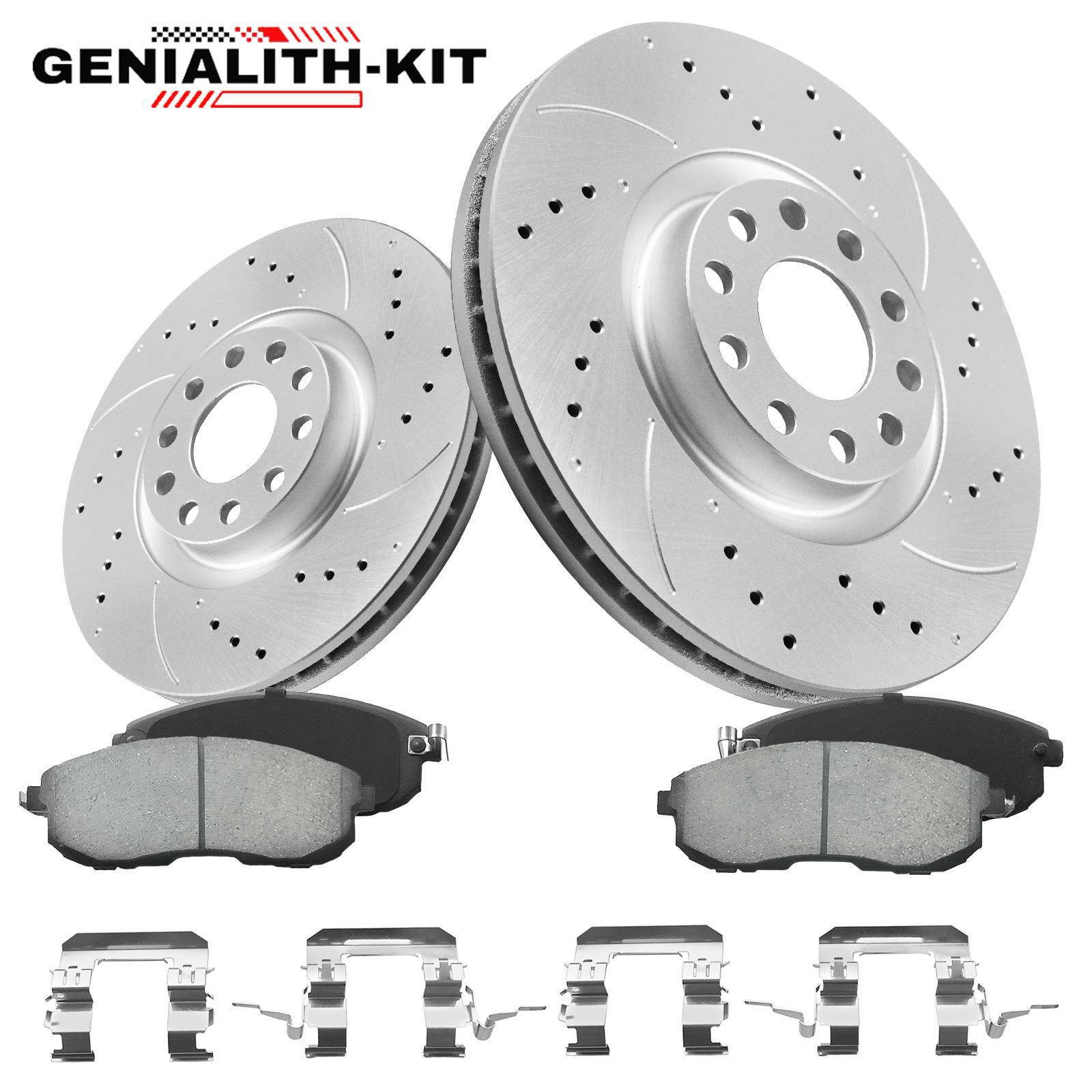 Front Drilled Rotors + Ceramic Brake Pads for 2007-2012 Nissan Sentra Versa Cube