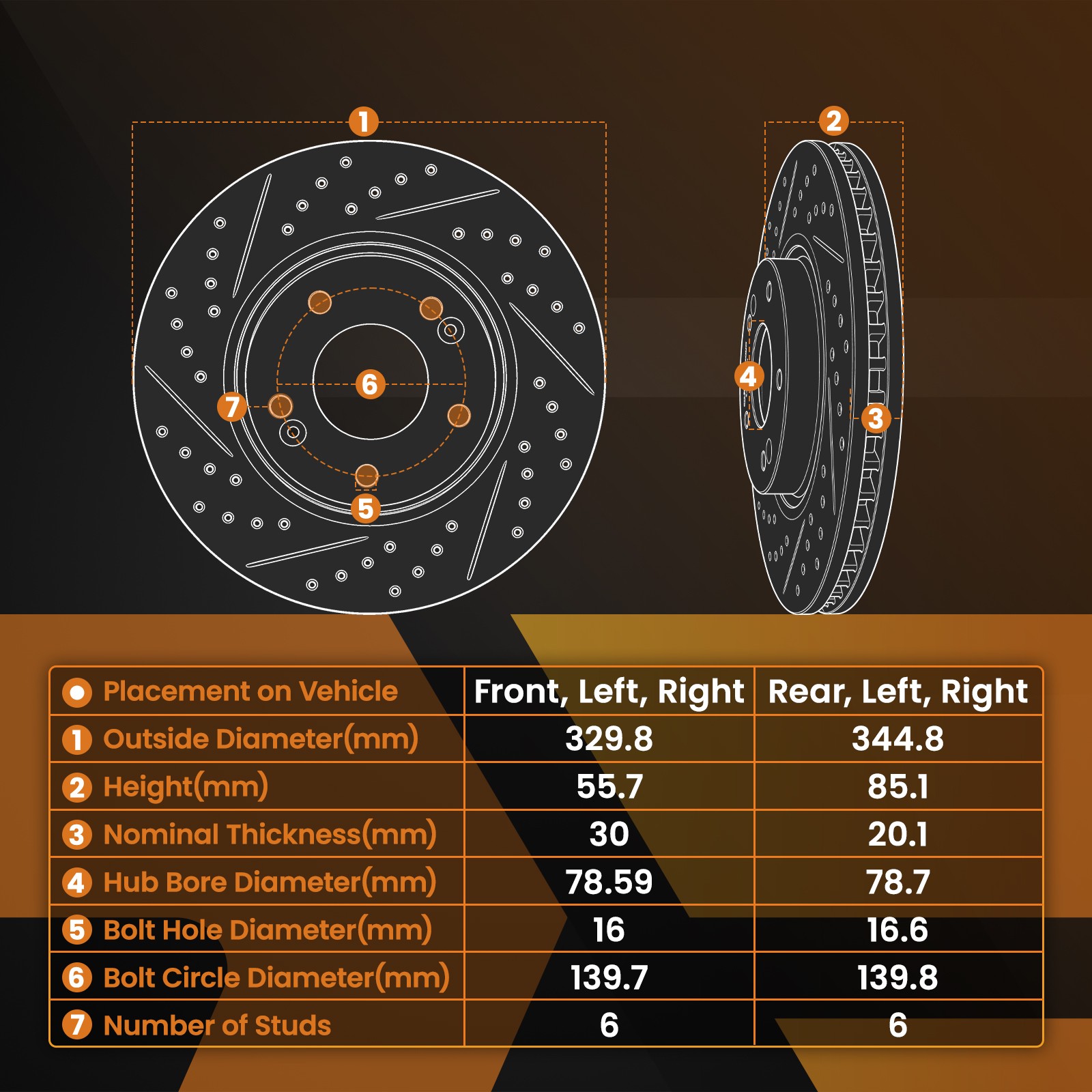 Front Rear Brake Disc Rotors+Brake Pads for Chevy Suburban/Tahoe 2015-2020