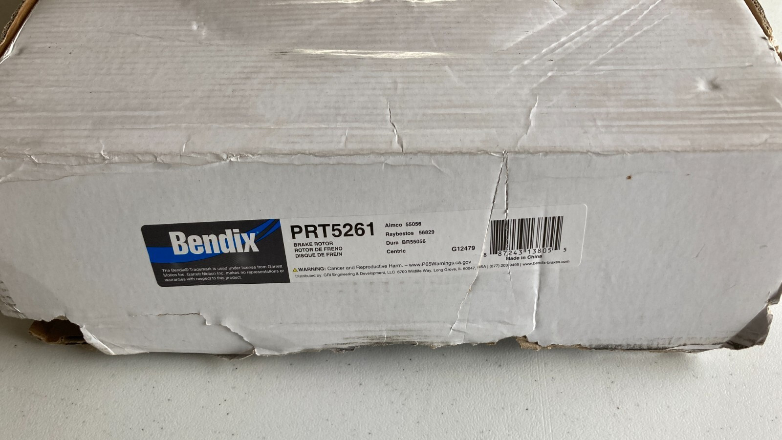 Bendix PRT5261 Disc Brake Rotor Open Box