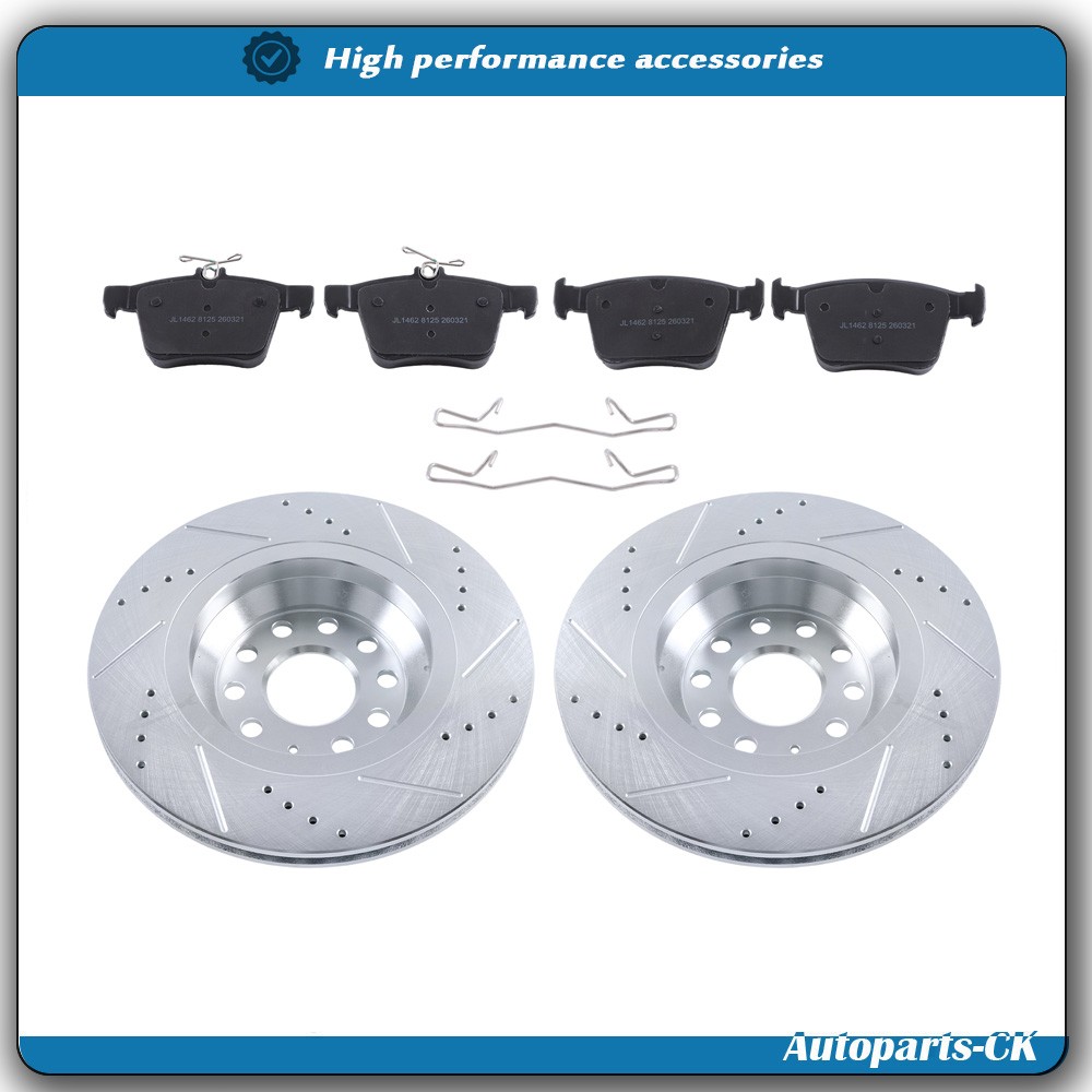 S-12133113 Rear Drilled Brake Rotor & Brake Pad For Audi Q3 2020-2021 2.0L l4