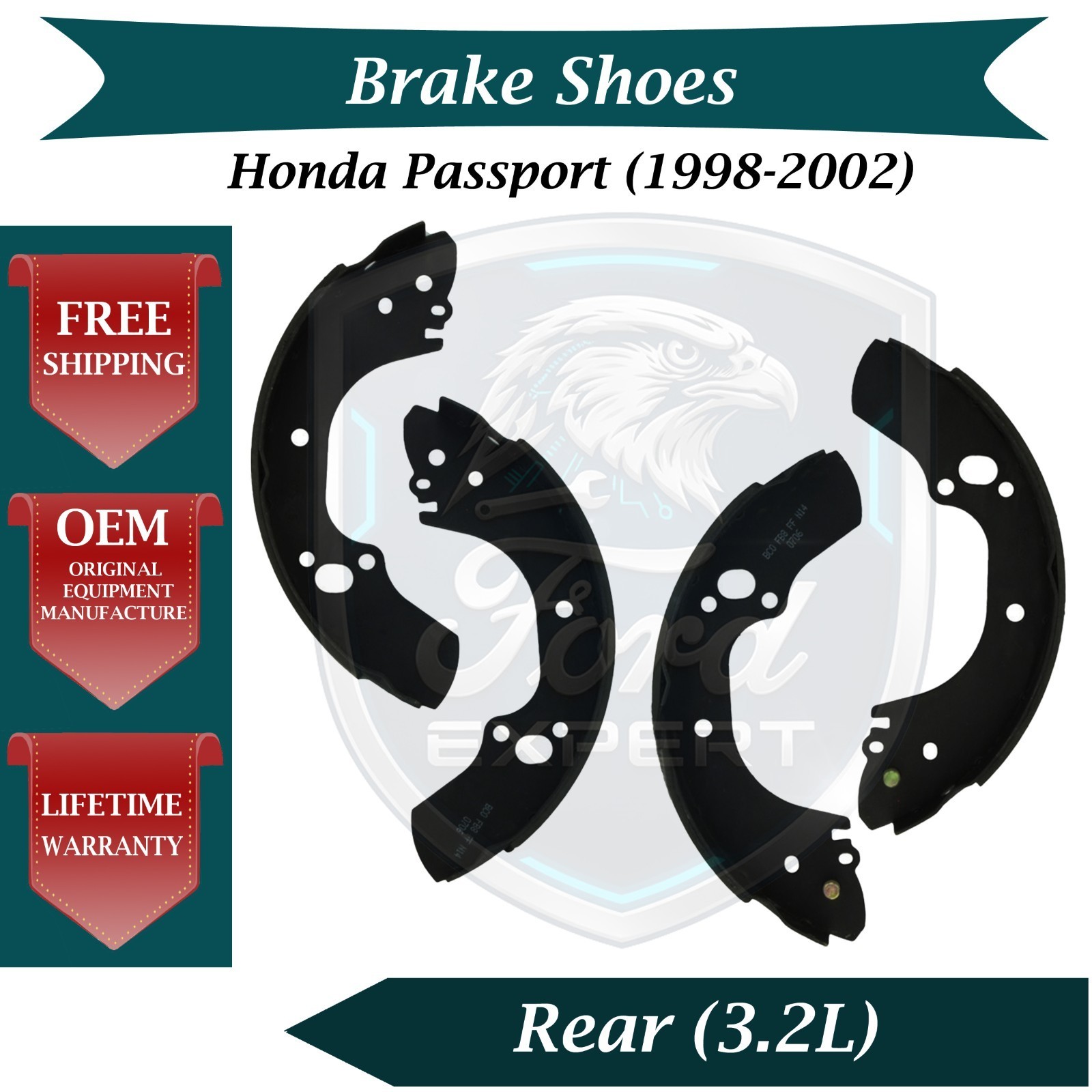 Bosch OEM Rear Brake Shoes For 1998-2002 Honda Passport 3.2L Lifetime Warranty