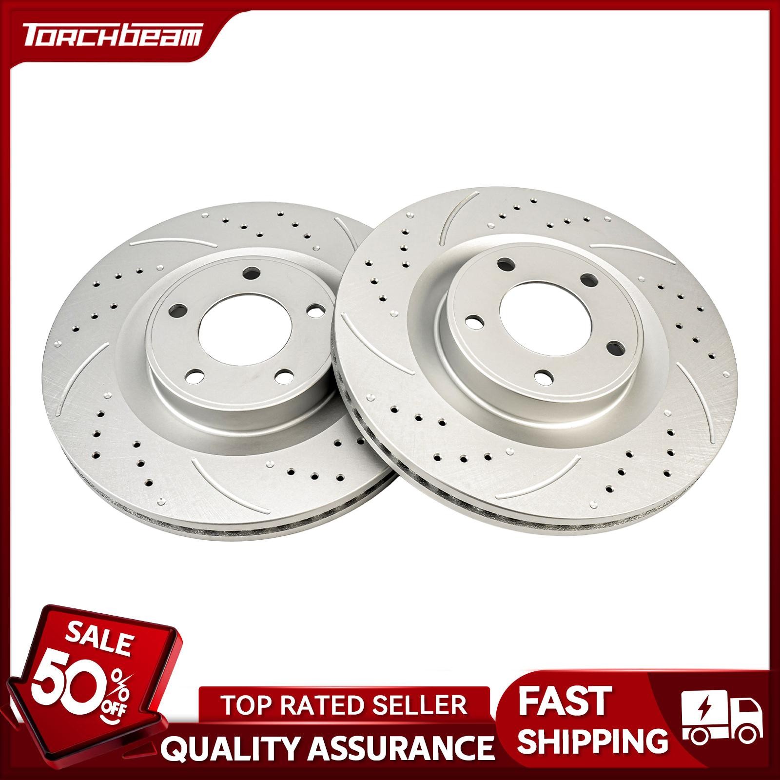 2x Front Drilled Slotted Rotors for Ford Edge 2010-2014 Lincoln MKX 2010-2015