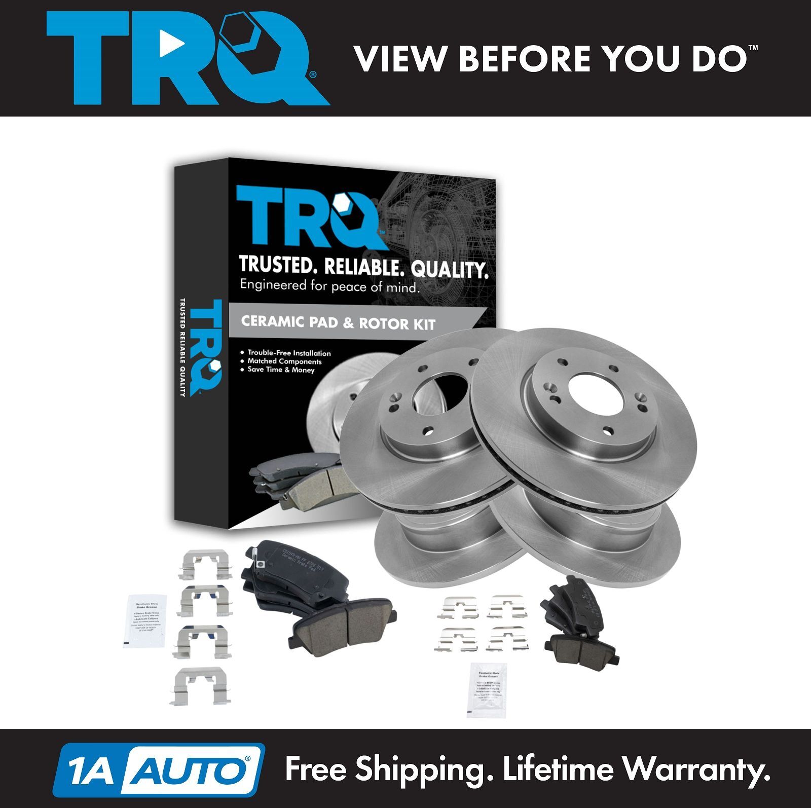 TRQ Front & Rear Premium Posi Ceramic Disc Brake Pad & Rotor Kit for Hyundai Kia