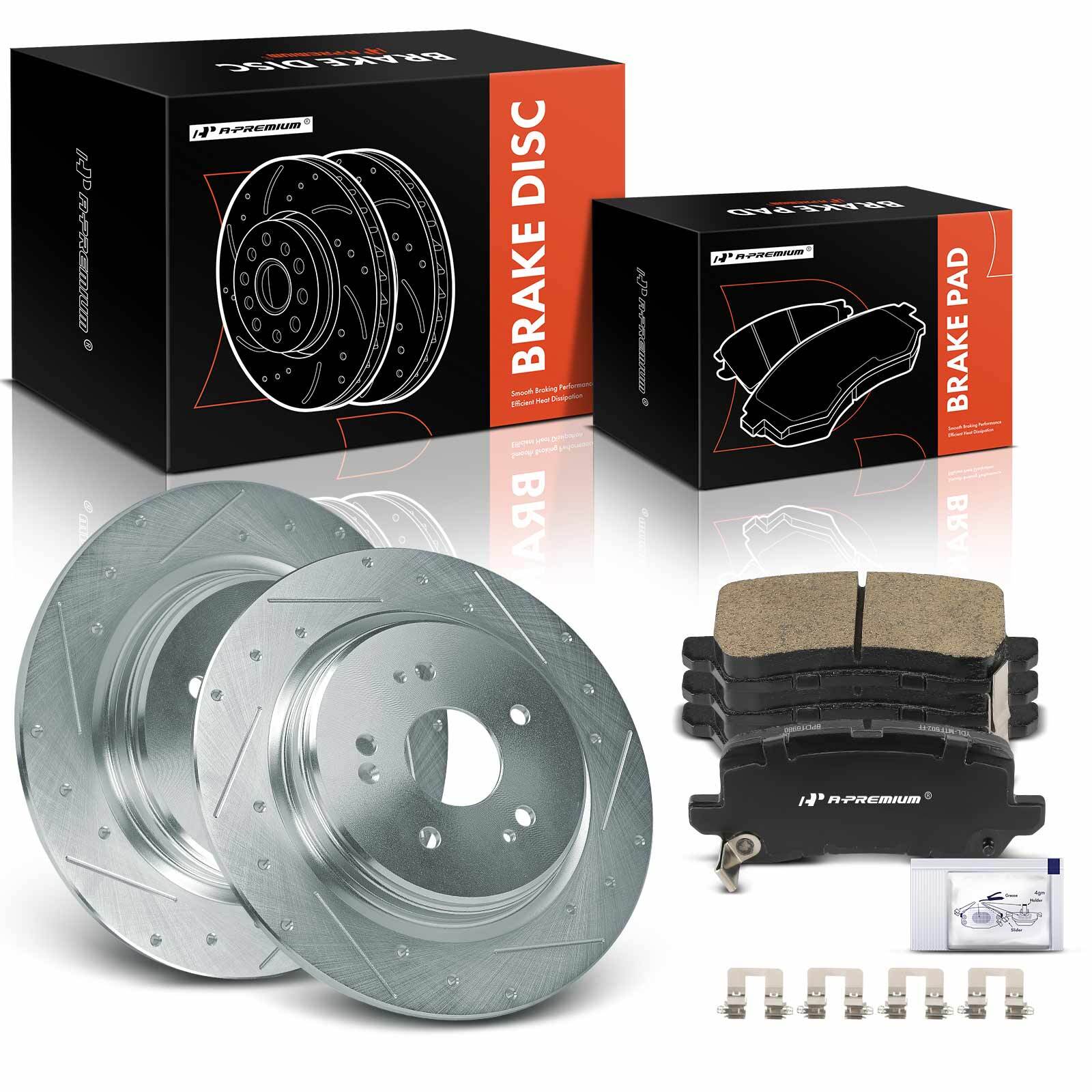 A-Premium 6x Rear Drilled Brake Rotor & Brake Pad for Acura TLX 2015-2019 2020