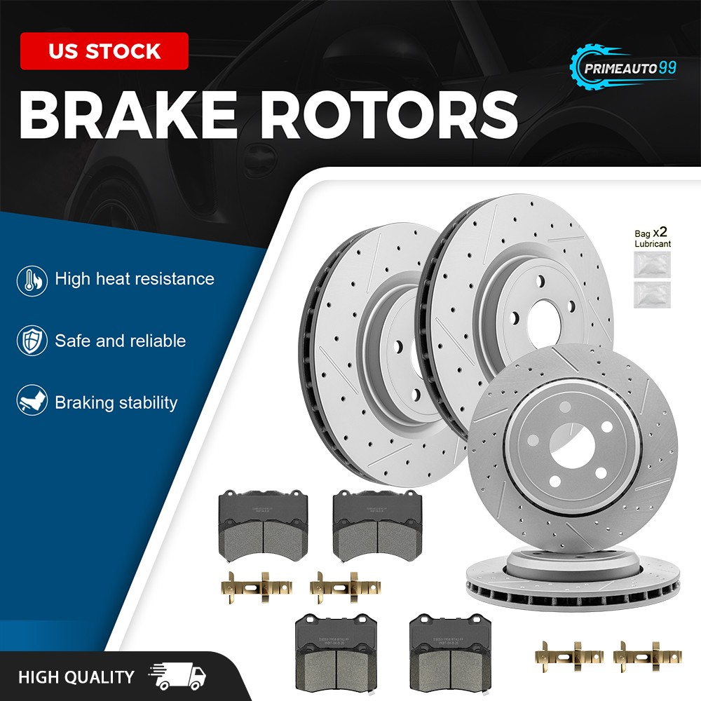 380mm Front 350mm Rear Disc Brake Rotors + Pads for Dodge Durango Grand Cherokee