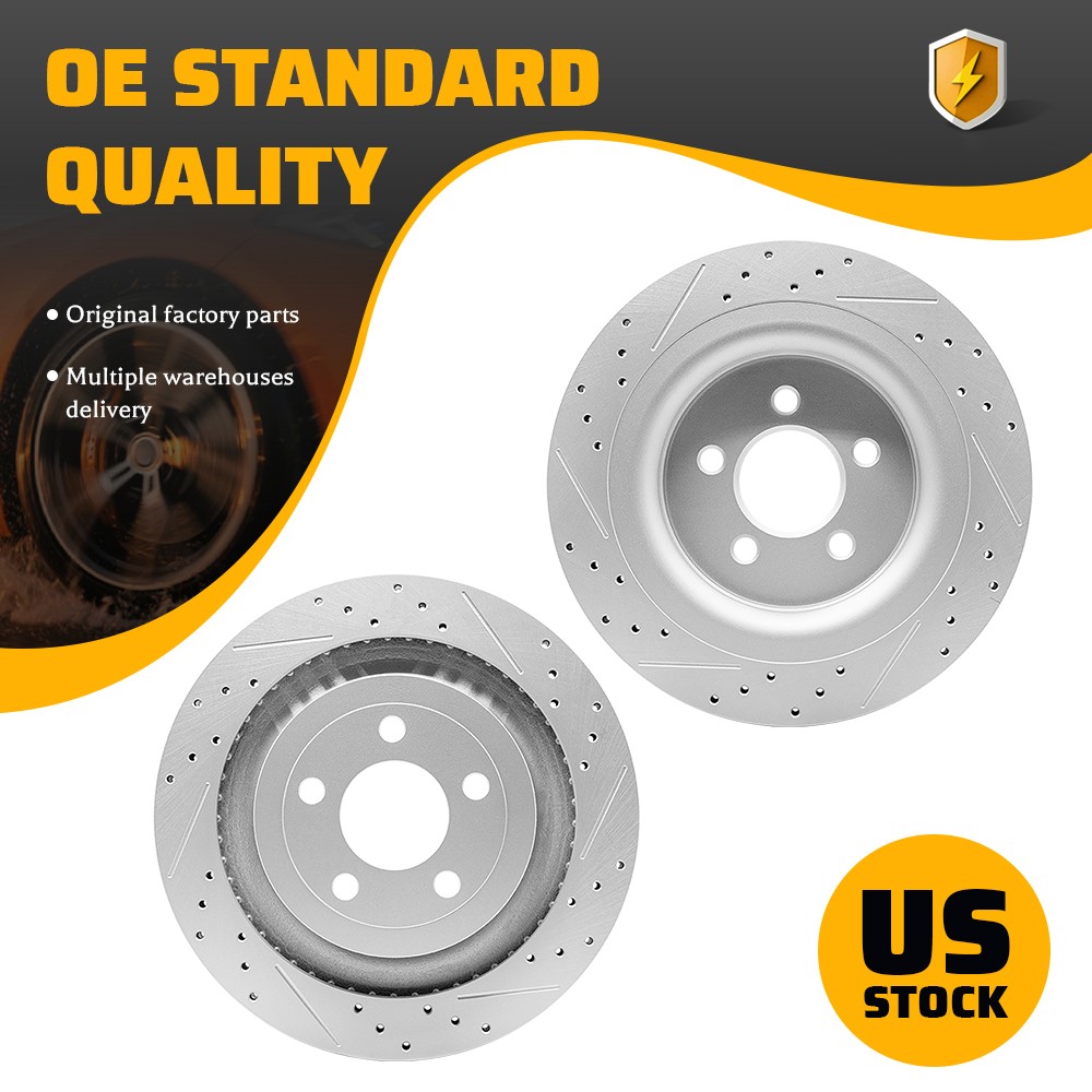 Rear Drilled Brake Rotors for 2015 2016-2023 Ford Mustang with Performance Pkg