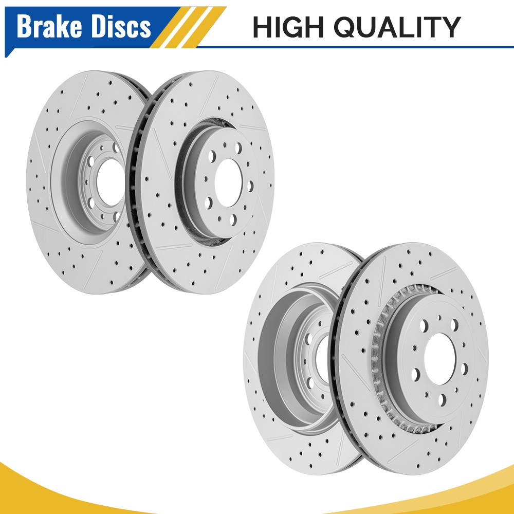 Front & Rear Drilled Brake Rotors For 2003 2004 2005 2006 2007-2014 Volvo XC90