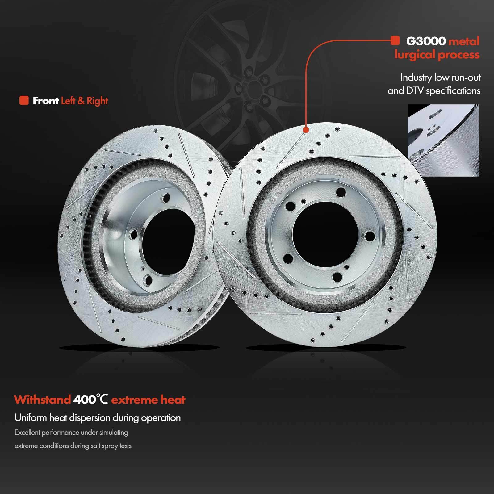 2x 354mm Front Drilled Brake Rotors for Toyota Land Cruiser Tundra Sequoia Lexus